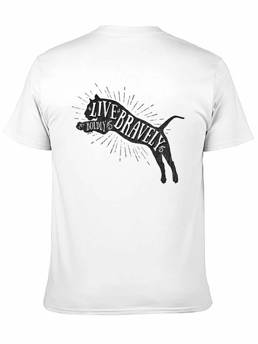 Live Bravely Mens Black Graphic Tee