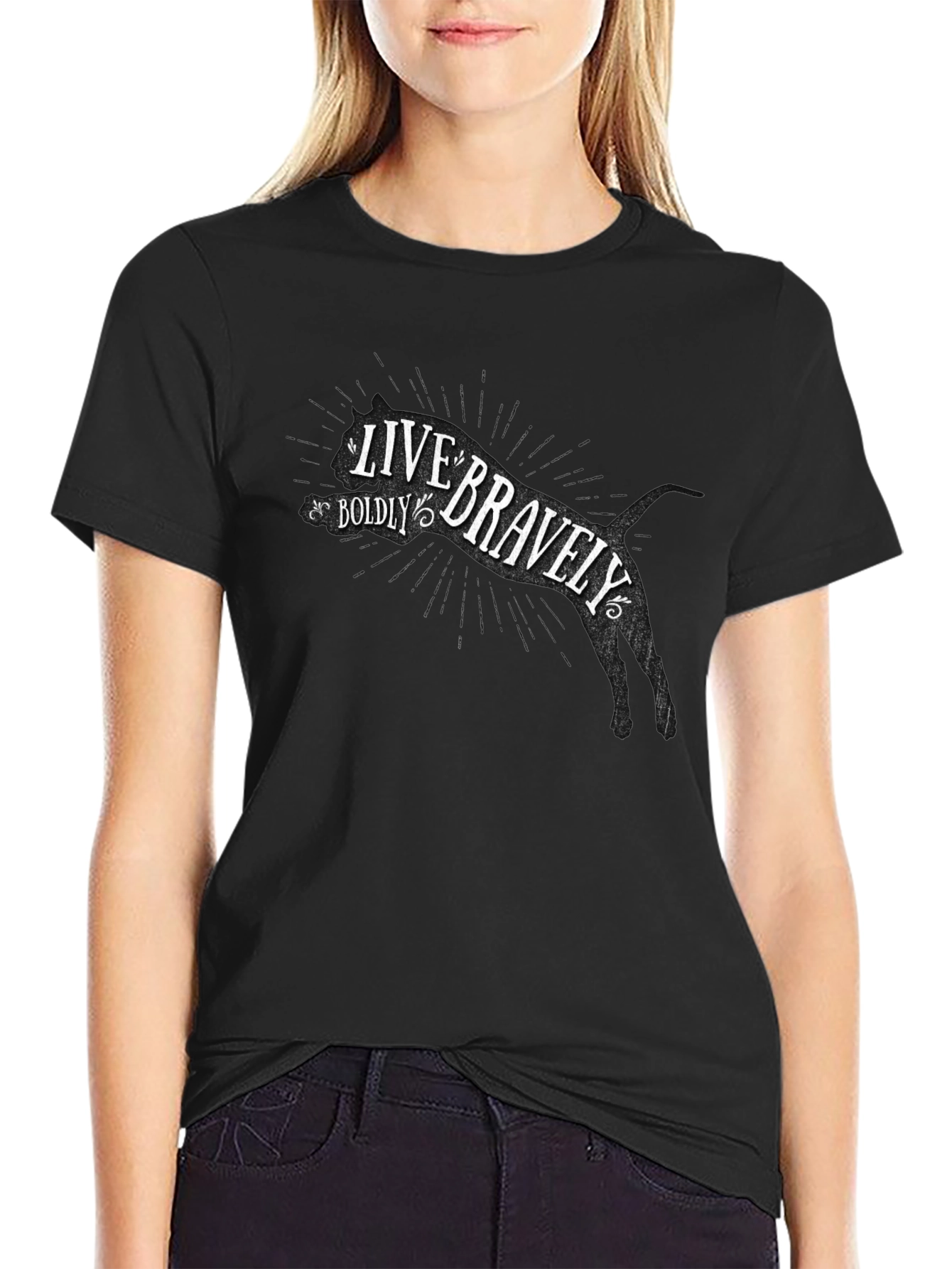 Live Bravely Mens Black Graphic Tee