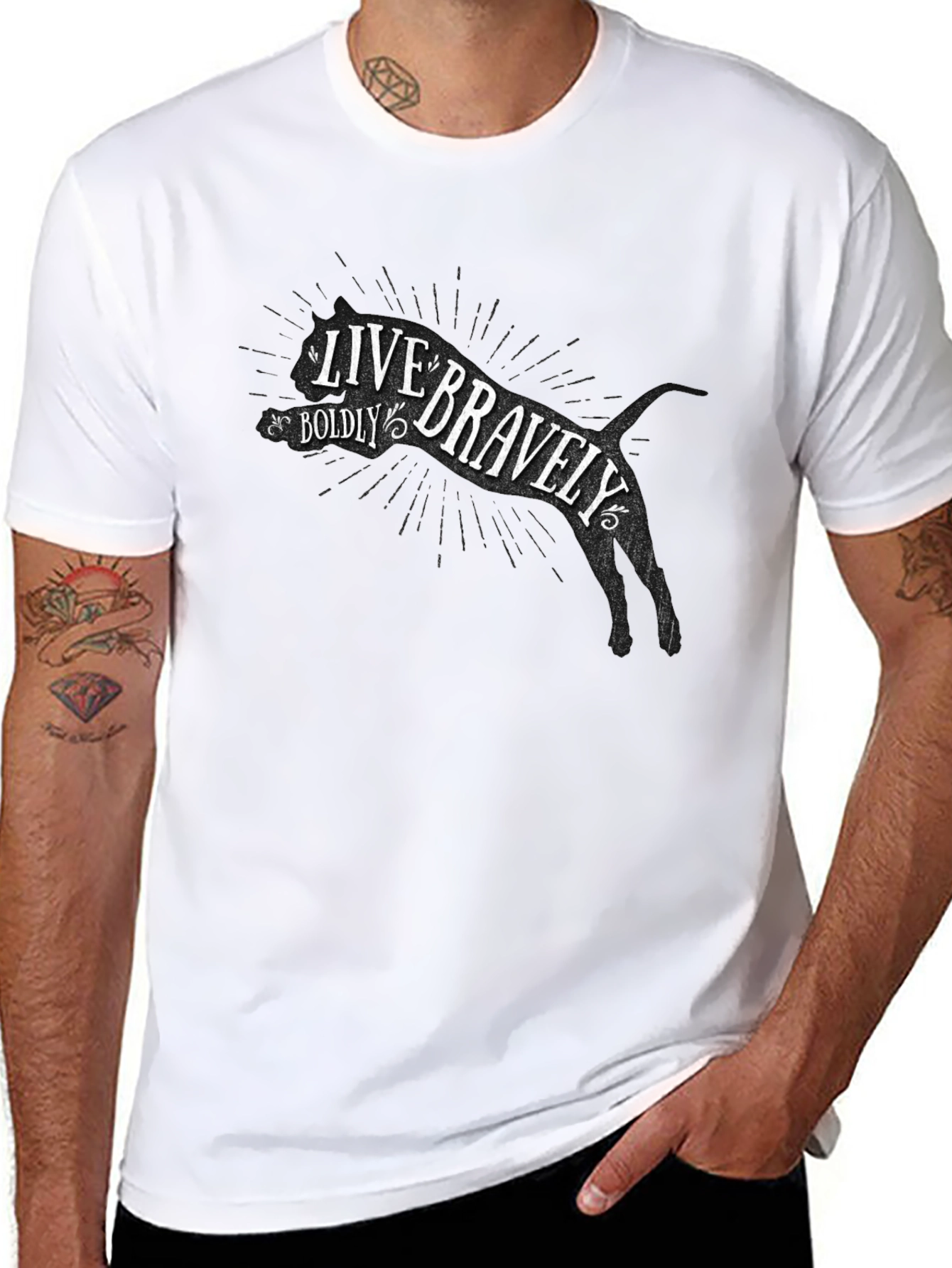 Live Bravely Mens Black Graphic Tee
