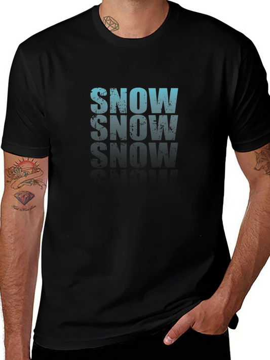 Cool SNOW Graphic Print Black T-Shirt