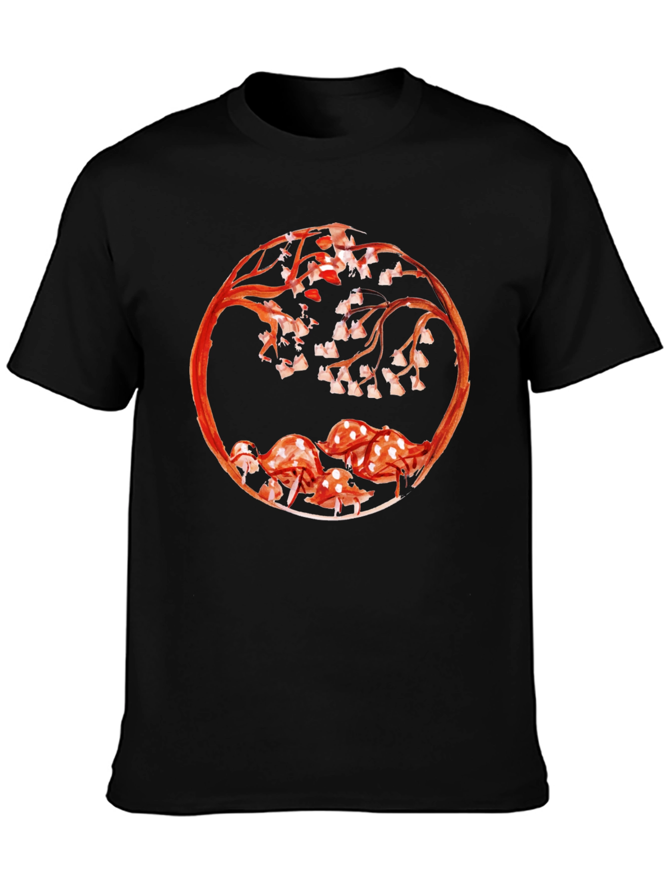 Mushroom & Branch Graphic Tee - Black