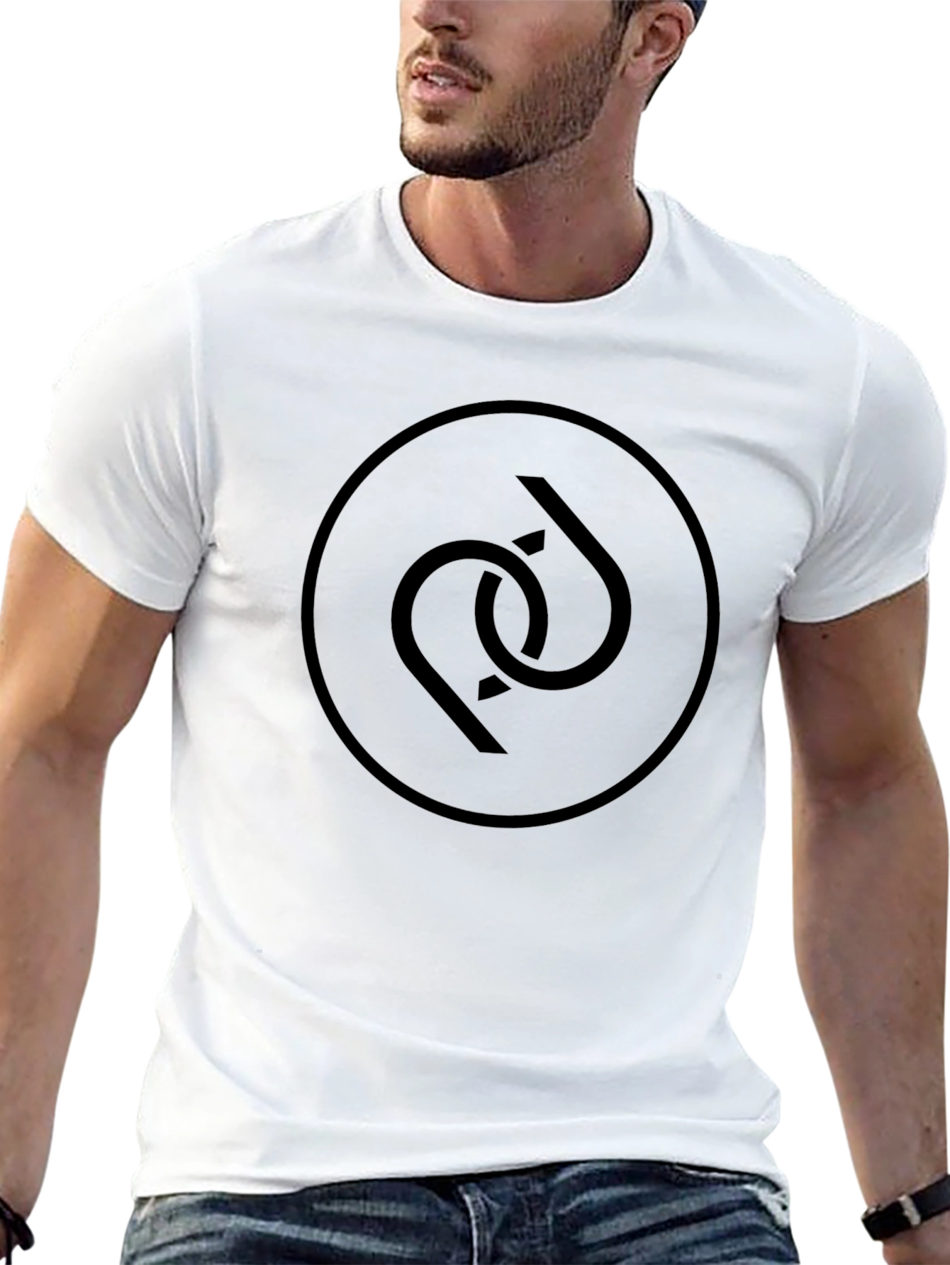 Modern Black T-Shirt with Abstract Circle Logo