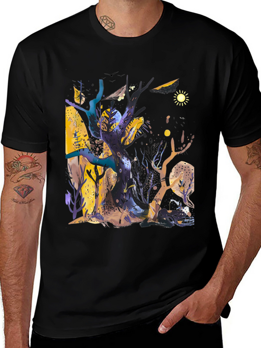 Whimsical Forest Graphic Tee - Unique Artistic Design