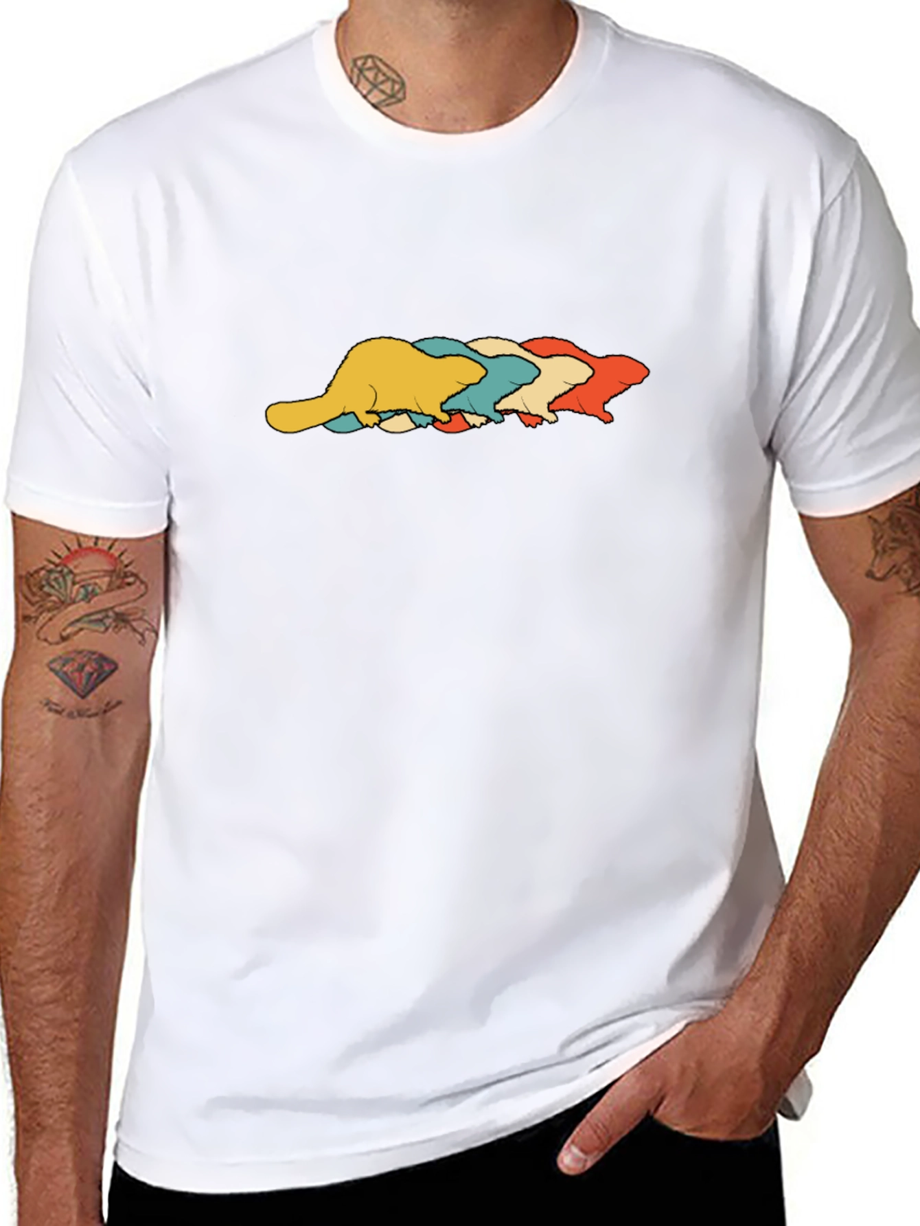 Retro Beaver T-Shirt - Black