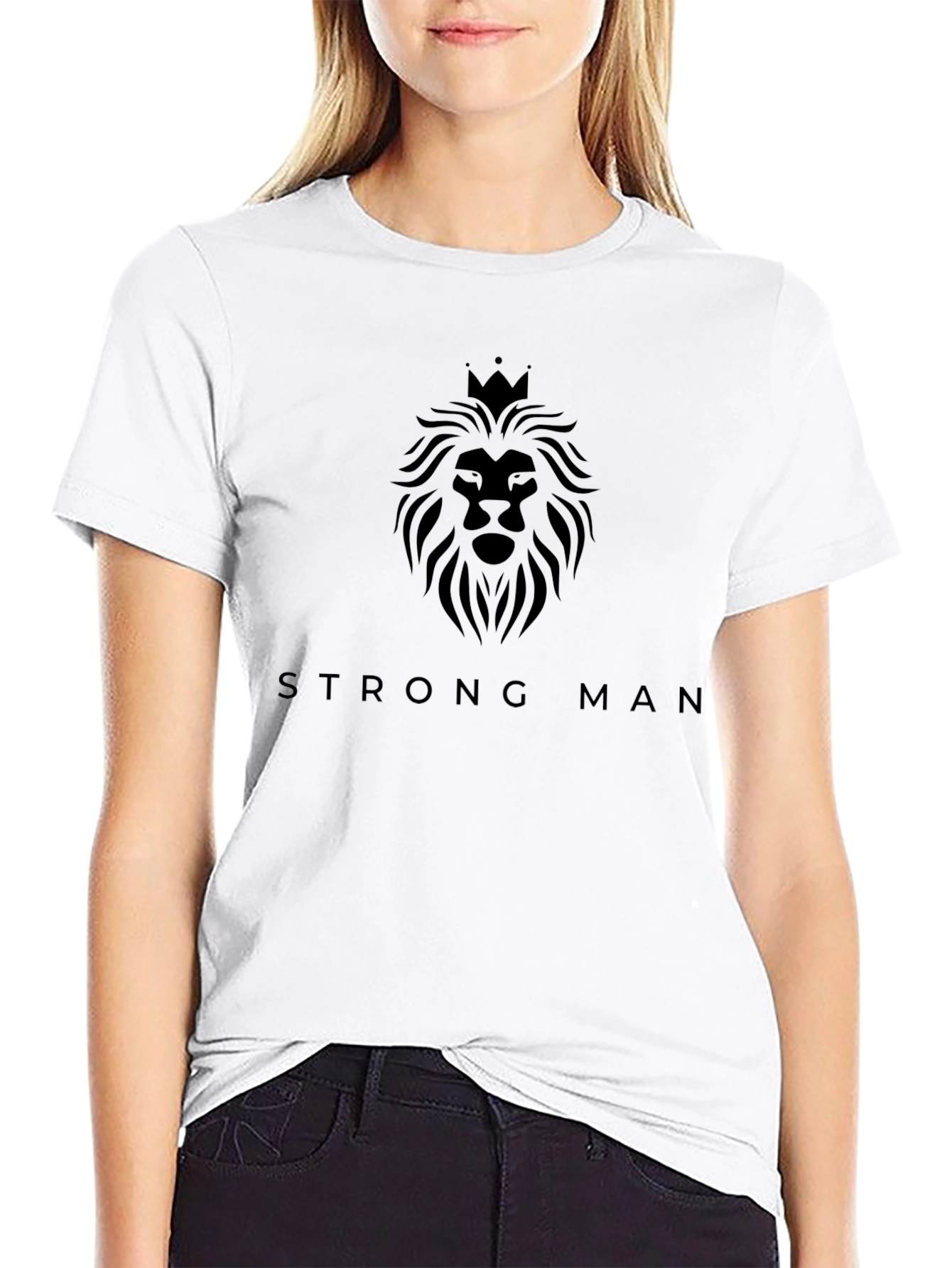 Strong Man Lion Graphic Tee - Black