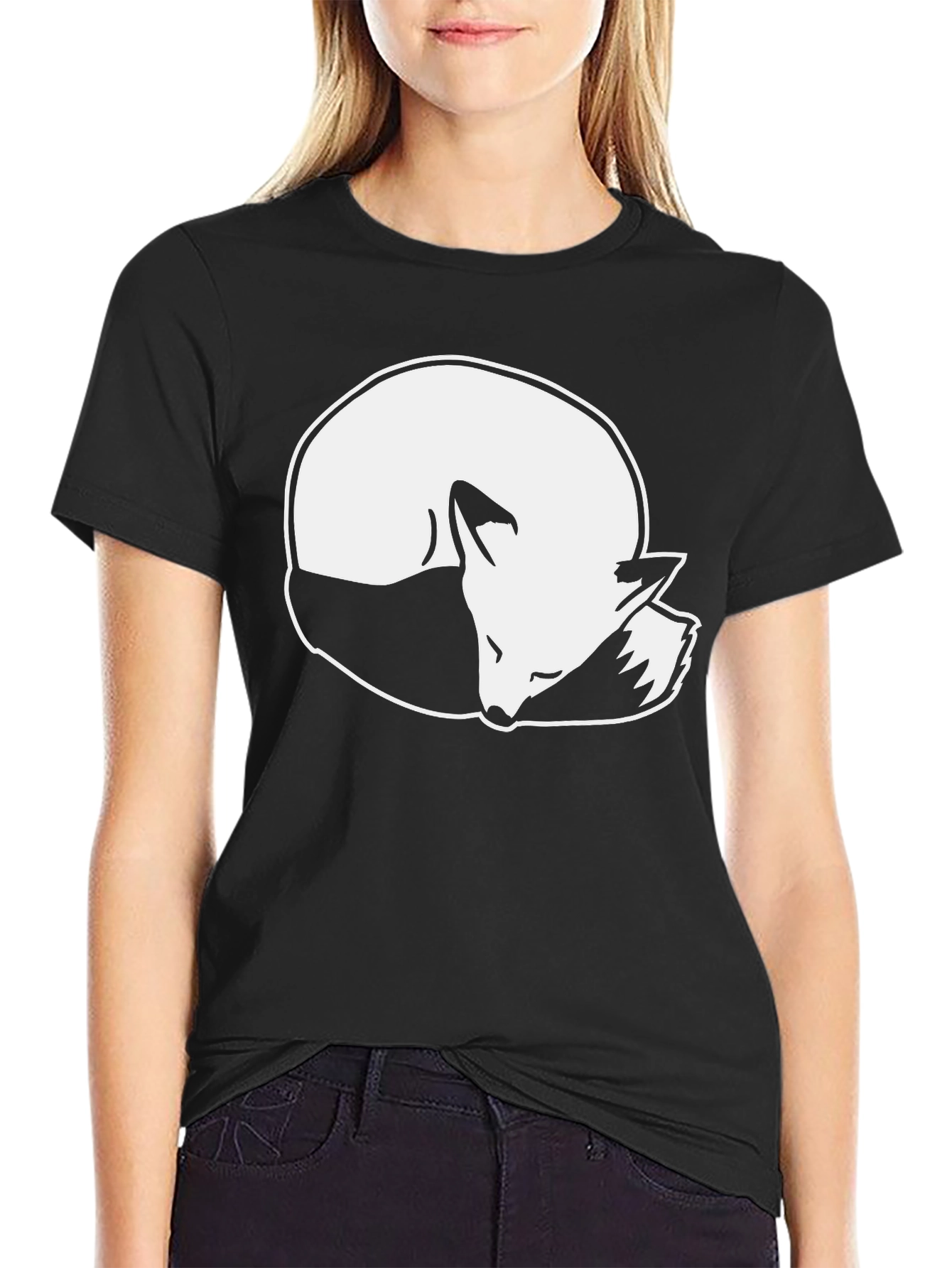 Sleeping Fox Graphic T-Shirt - Black