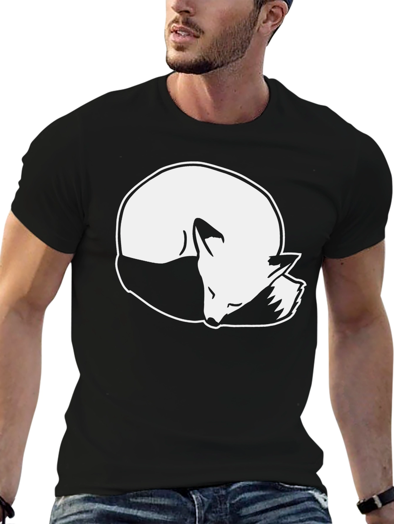 Sleeping Fox Graphic T-Shirt - Black