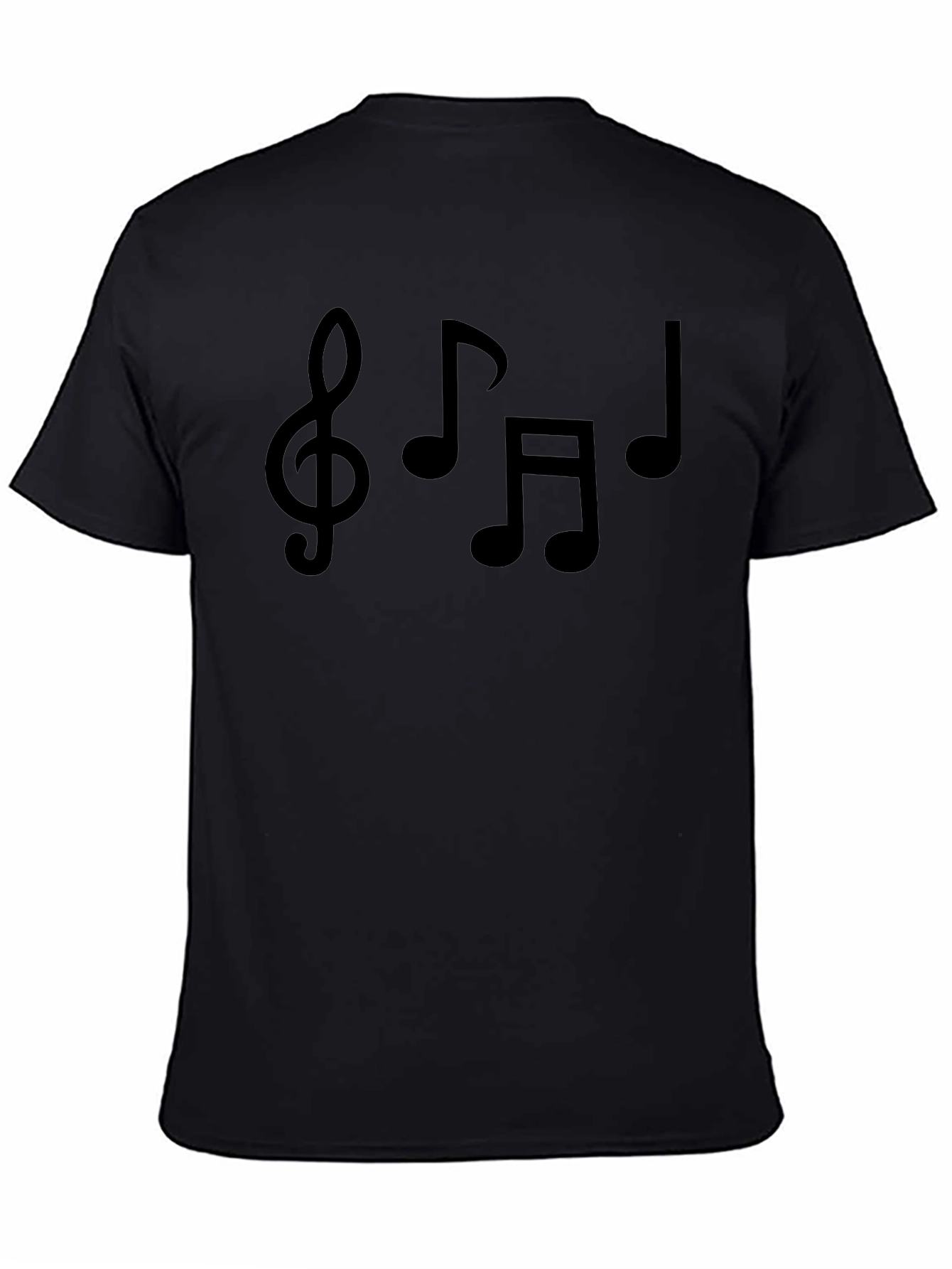 Musical Notes Graphic Tee - Black Cotton T-Shirt