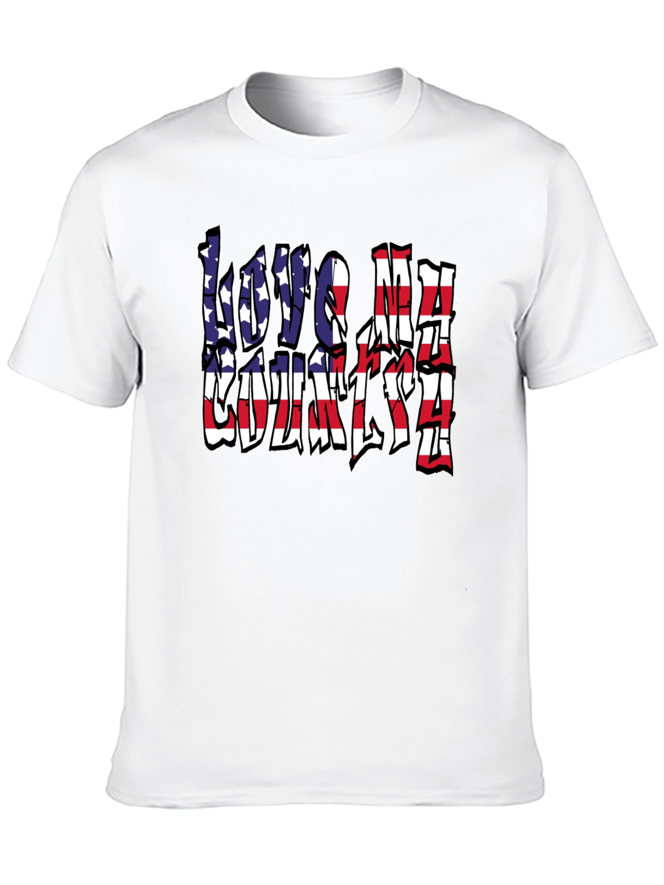 Love My Country American Flag Patriotic Graphic T-Shirt