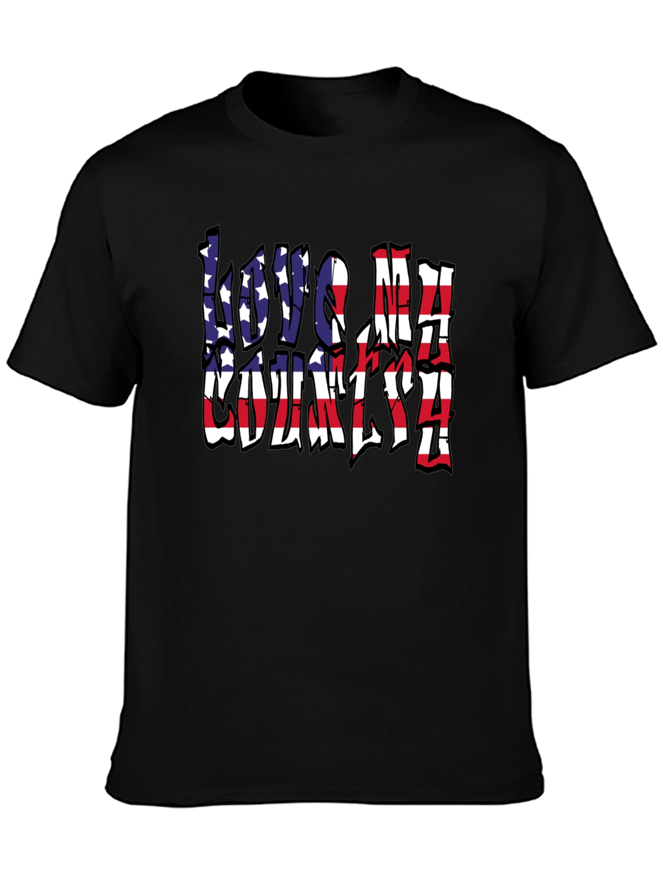 Love My Country American Flag Patriotic Graphic T-Shirt