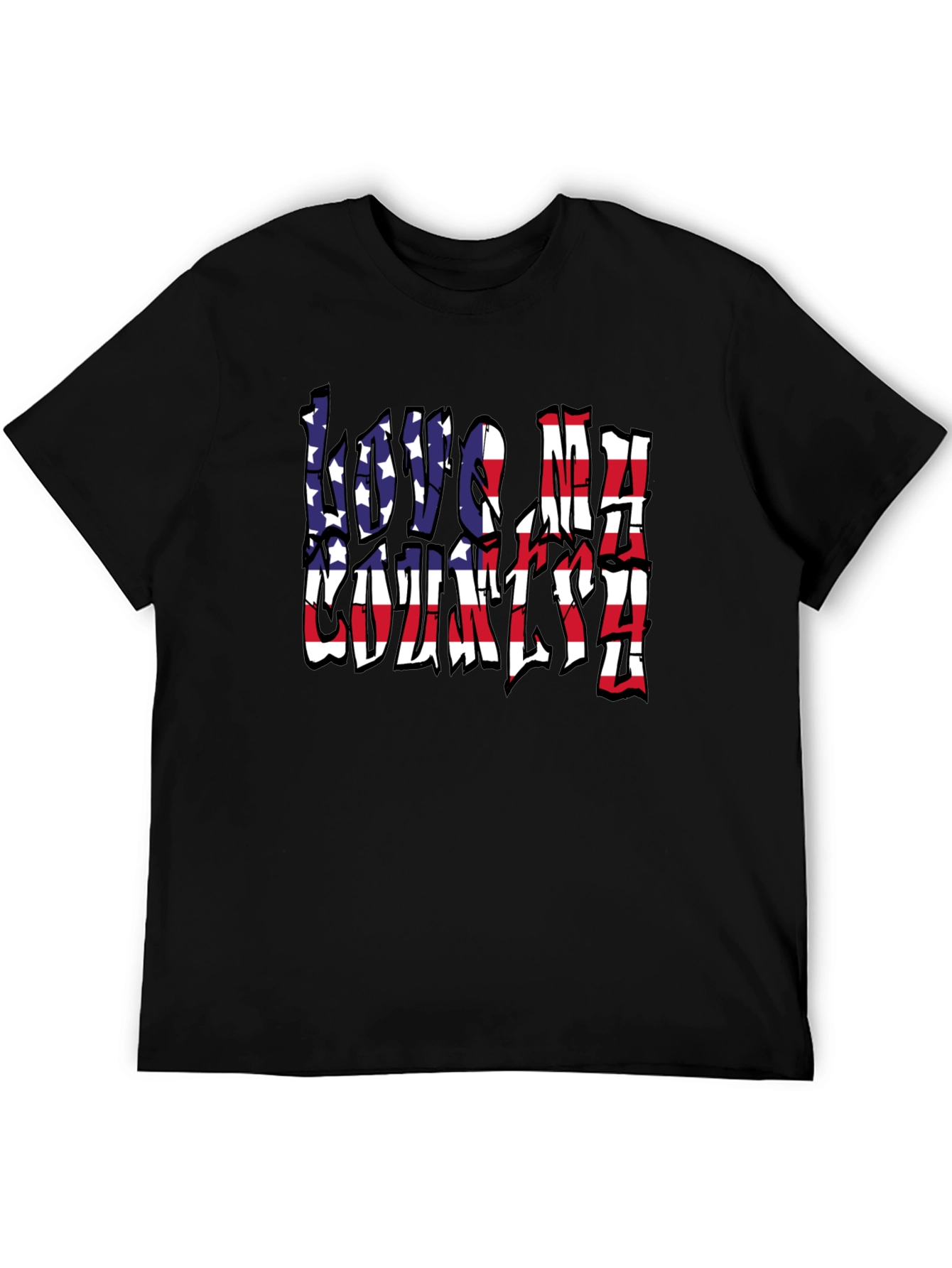Love My Country American Flag Patriotic Graphic T-Shirt