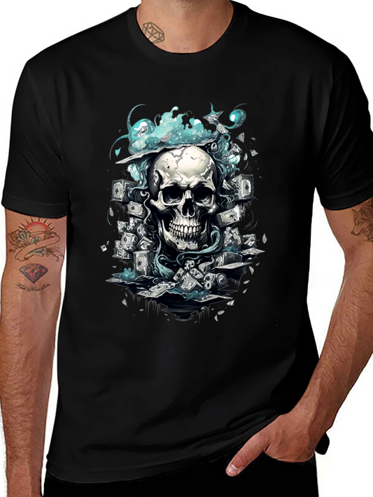 Skull & Cash Graphic Tee - Edgy Streetwear