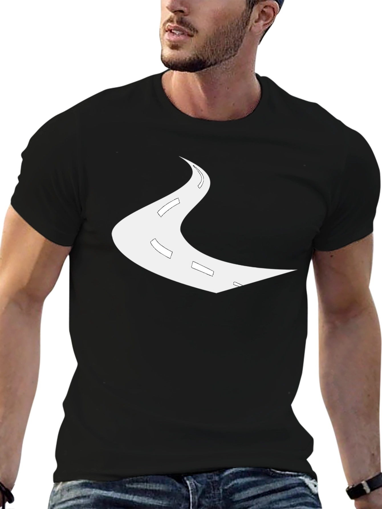 Road Trip Tee: Black Cotton Graphic T-Shirt