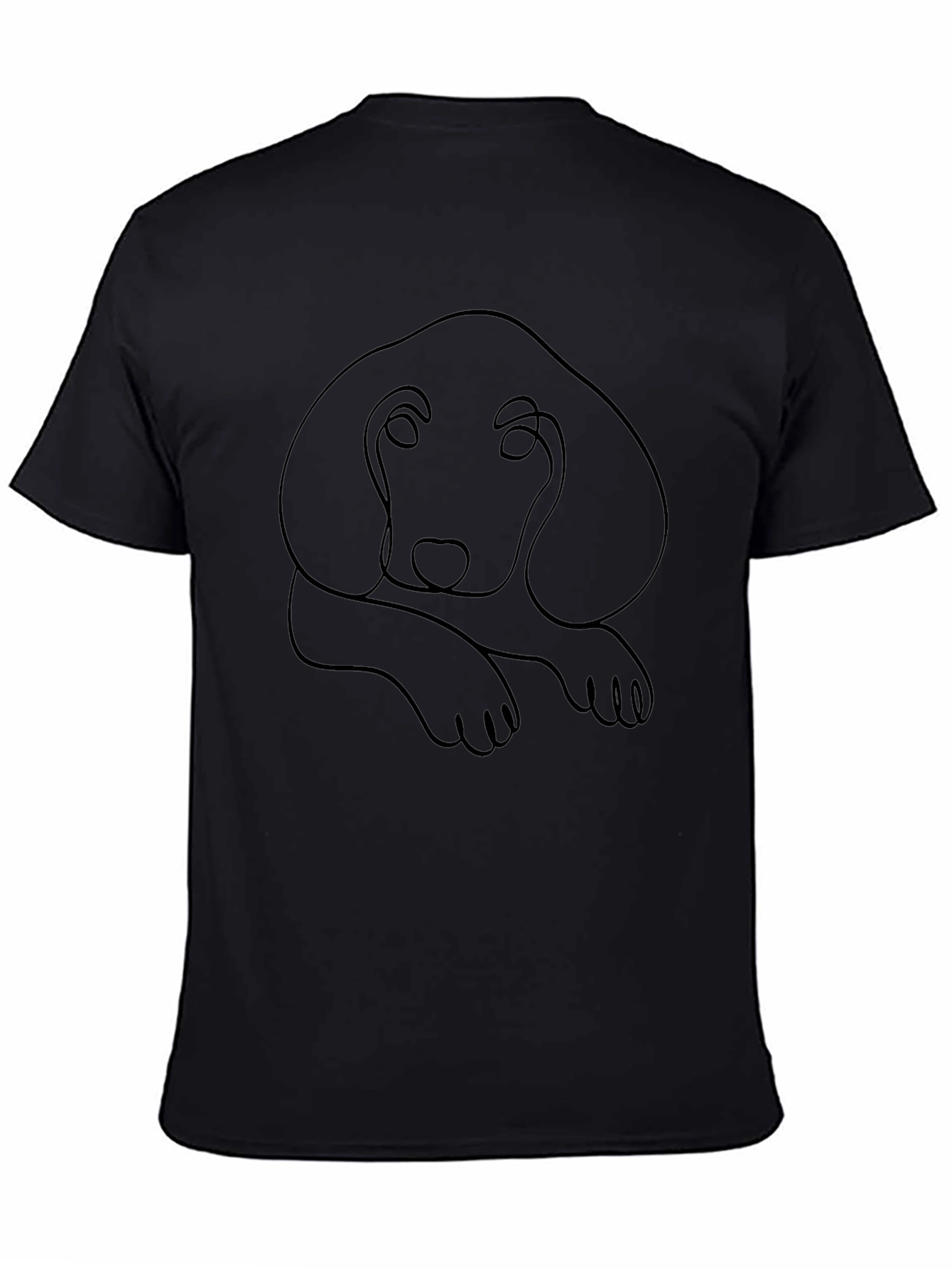 Minimalist Dog Line Art Black T-Shirt