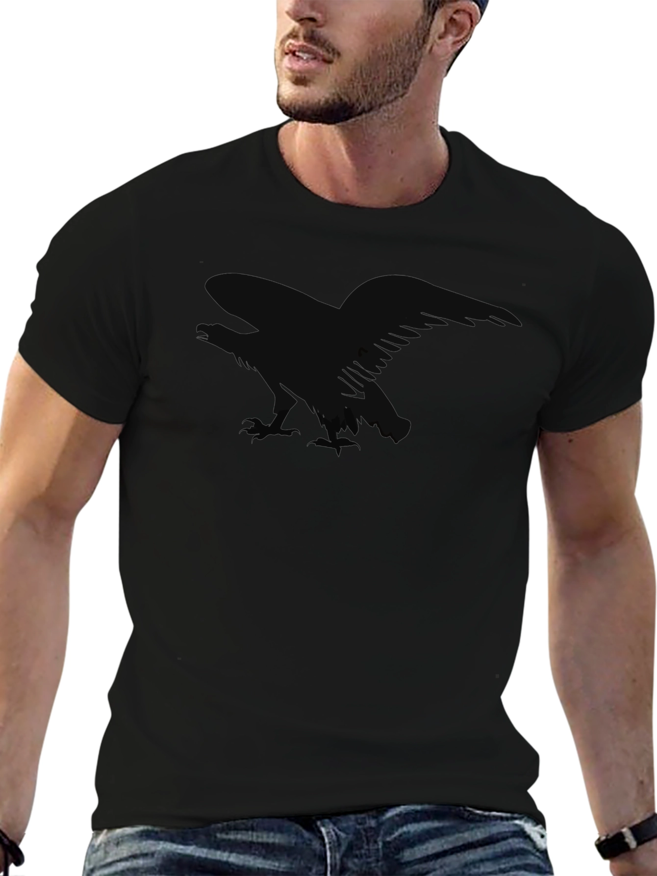 Mens Black Raven Graphic T-Shirt