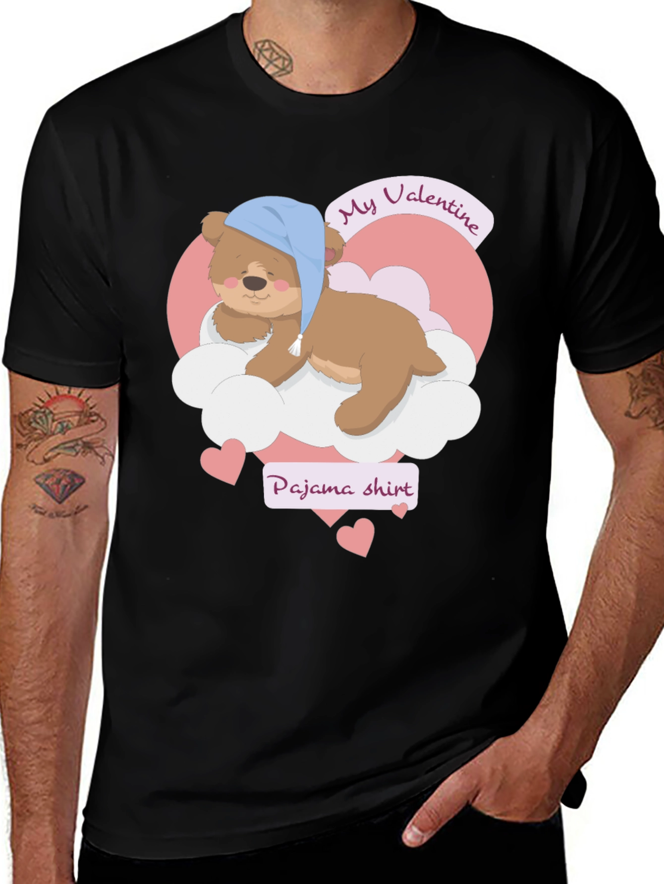 Valentine Pajama Shirt with Teddy Bear