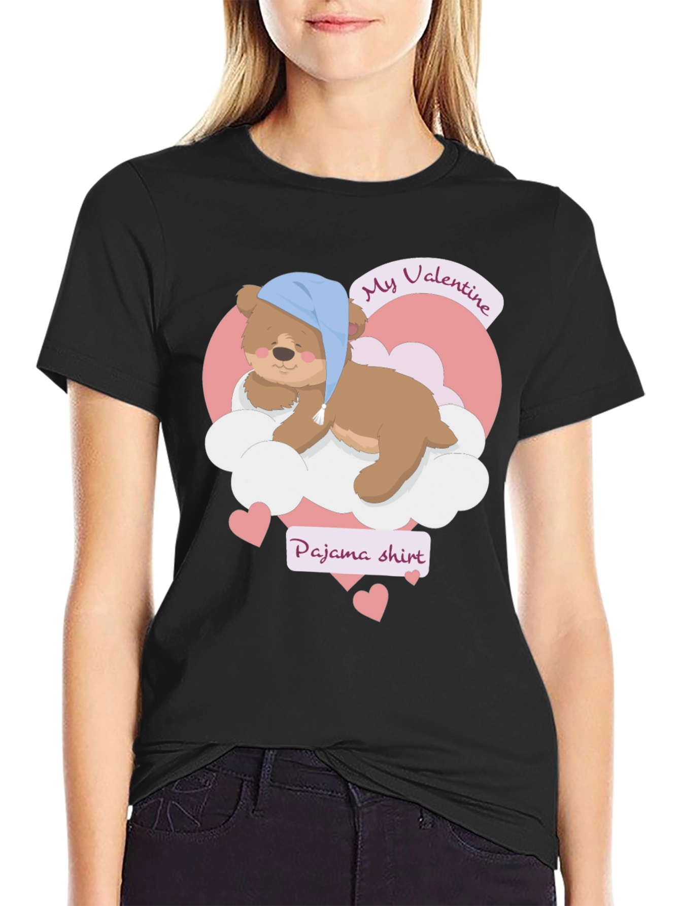 Valentine Pajama Shirt with Teddy Bear