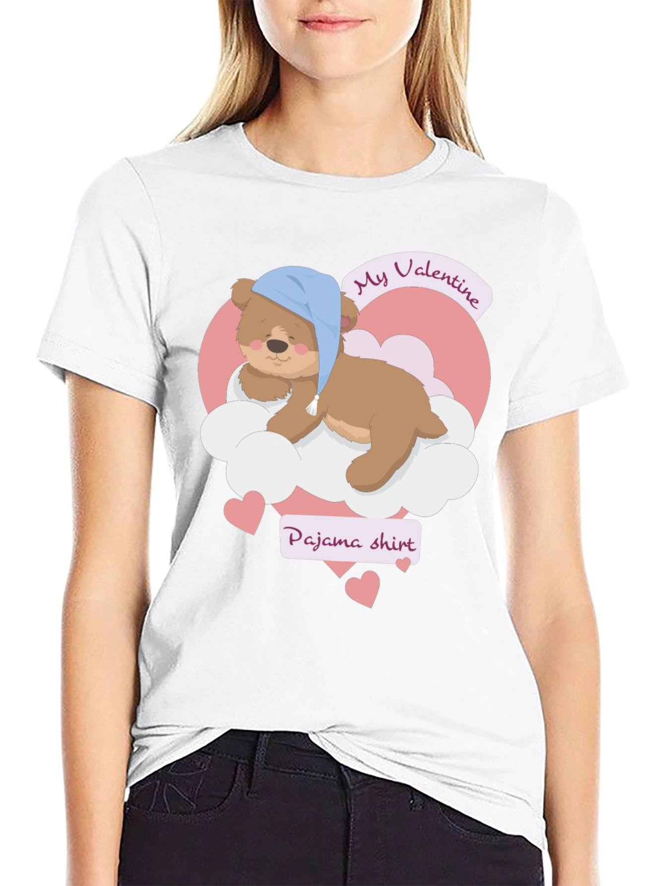 Valentine Pajama Shirt with Teddy Bear