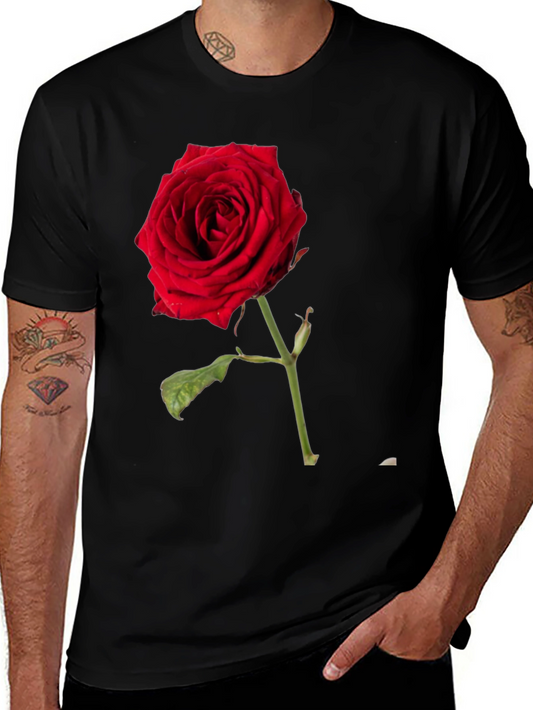 Red Rose Graphic Black T-Shirt
