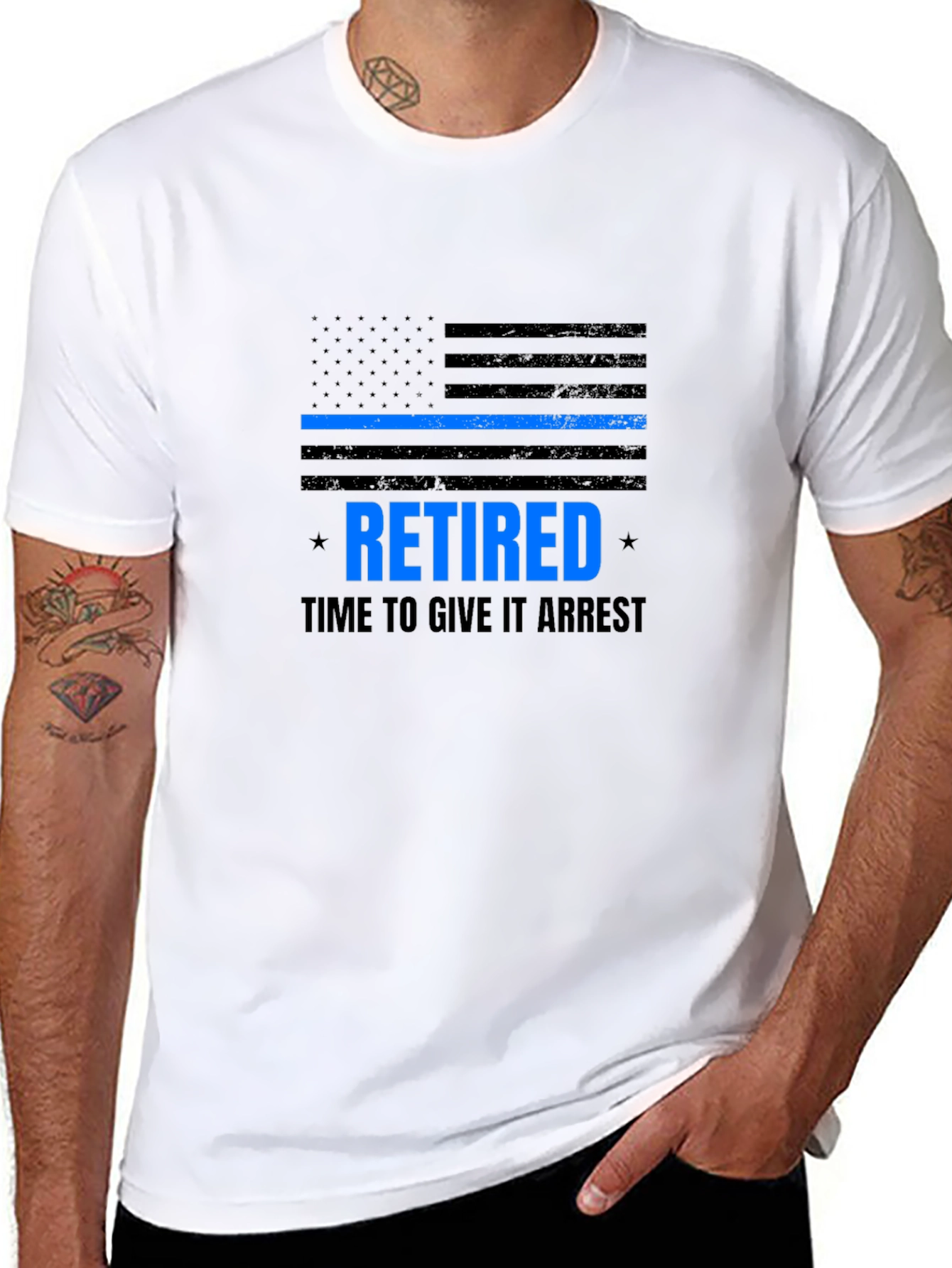 Retired Police Officer T-Shirt - Blue Line