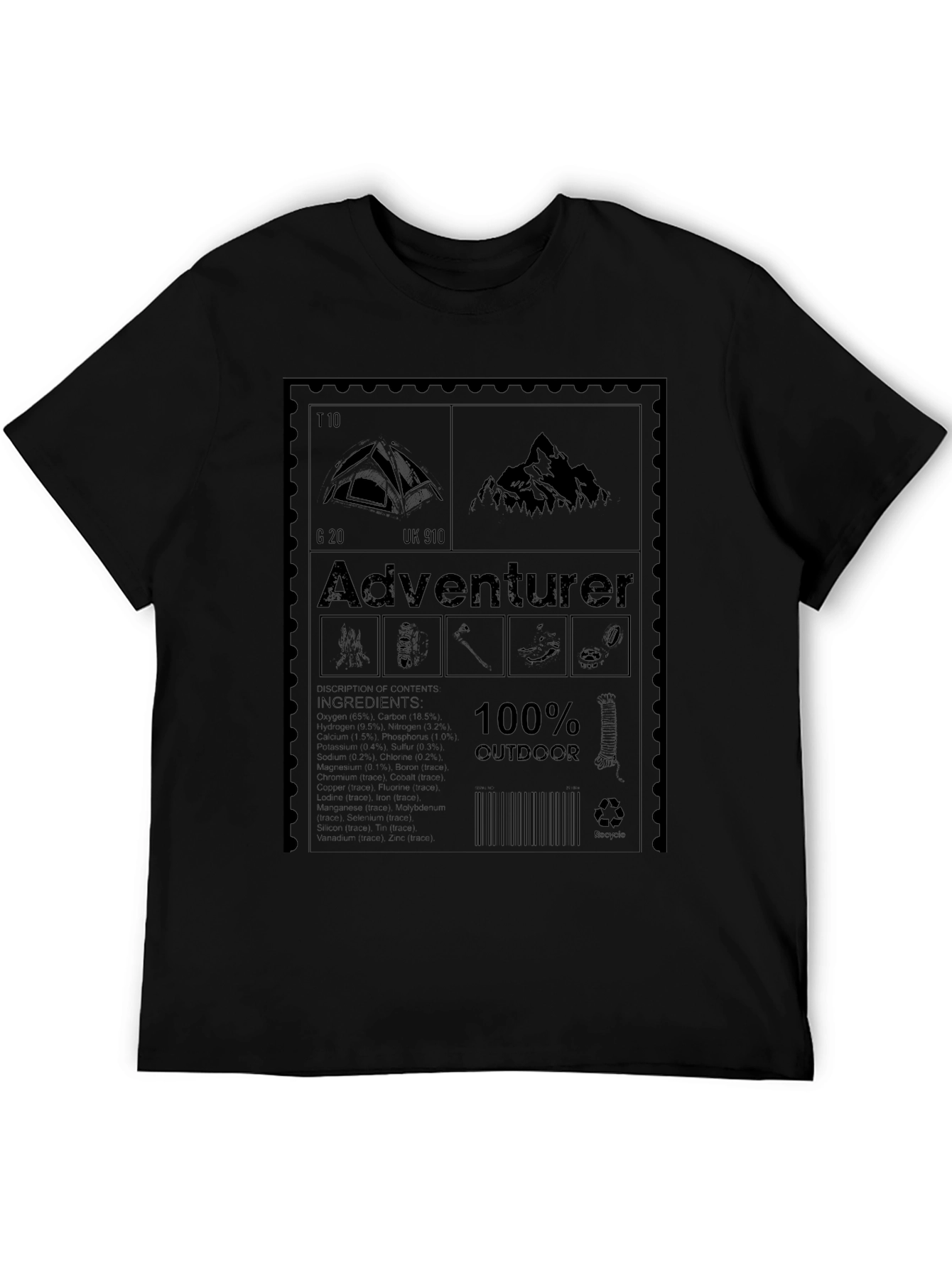 Adventurer 100% Outdoor Black T-Shirt
