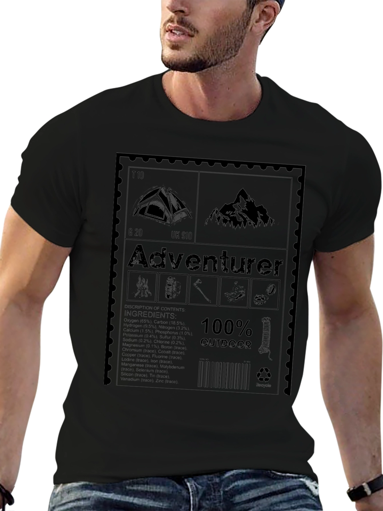 Adventurer 100% Outdoor Black T-Shirt