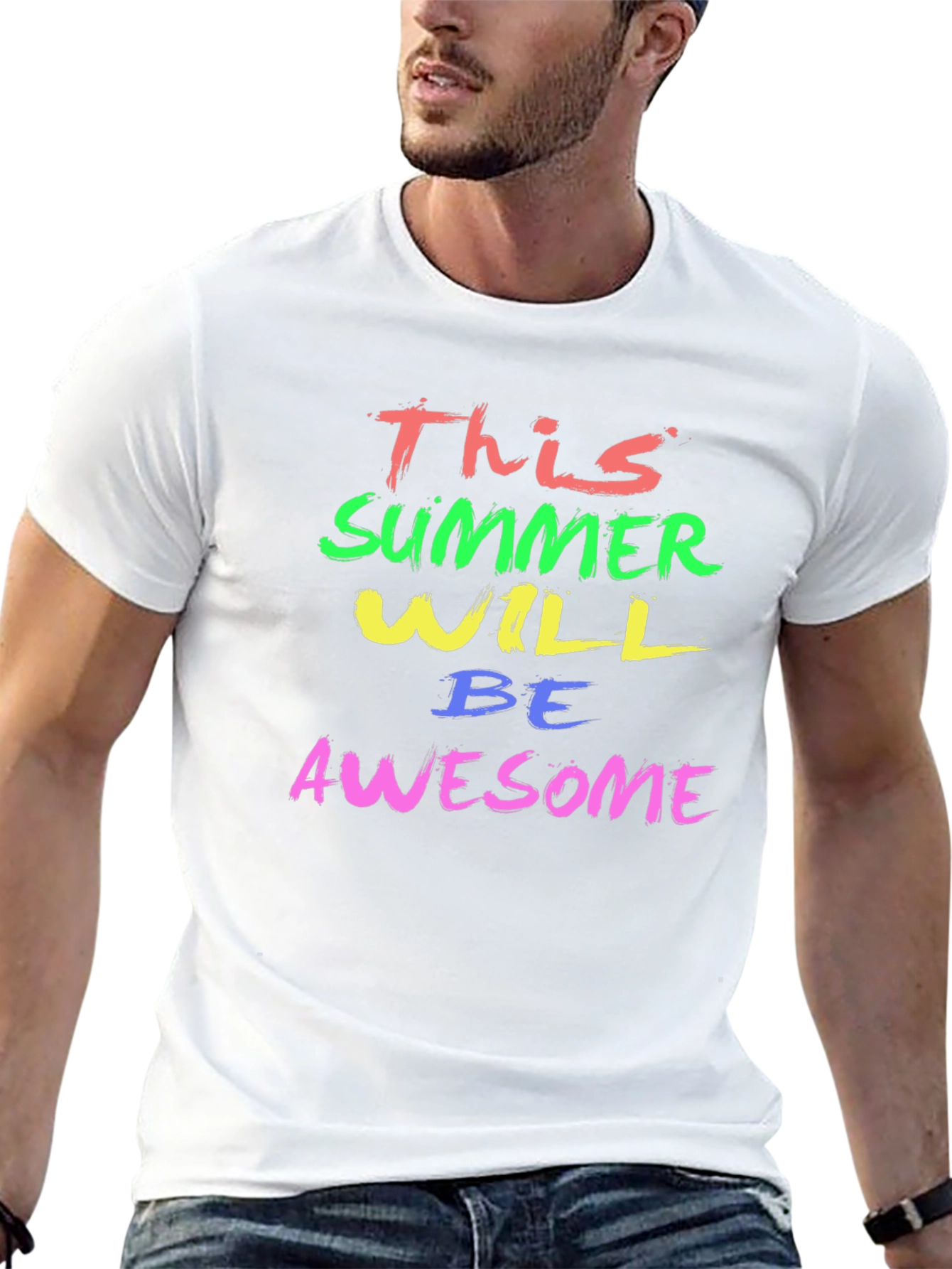 Awesome Summer Graphic Tee - Trendy Mens T-Shirt