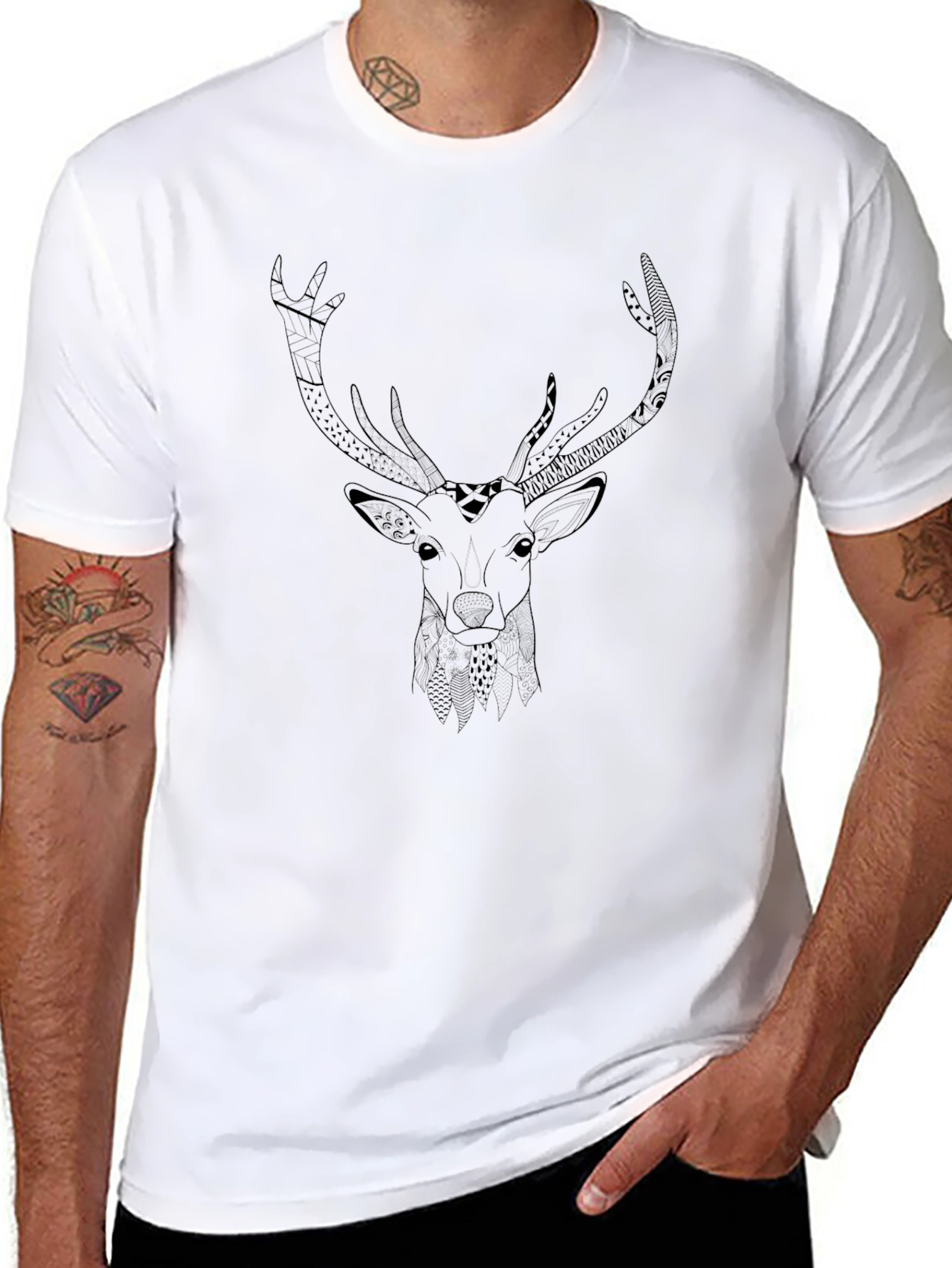 Deer Graphic Black T-Shirt