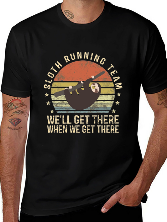 Sloth Running Team T-Shirt - Well Get There Funny Tee