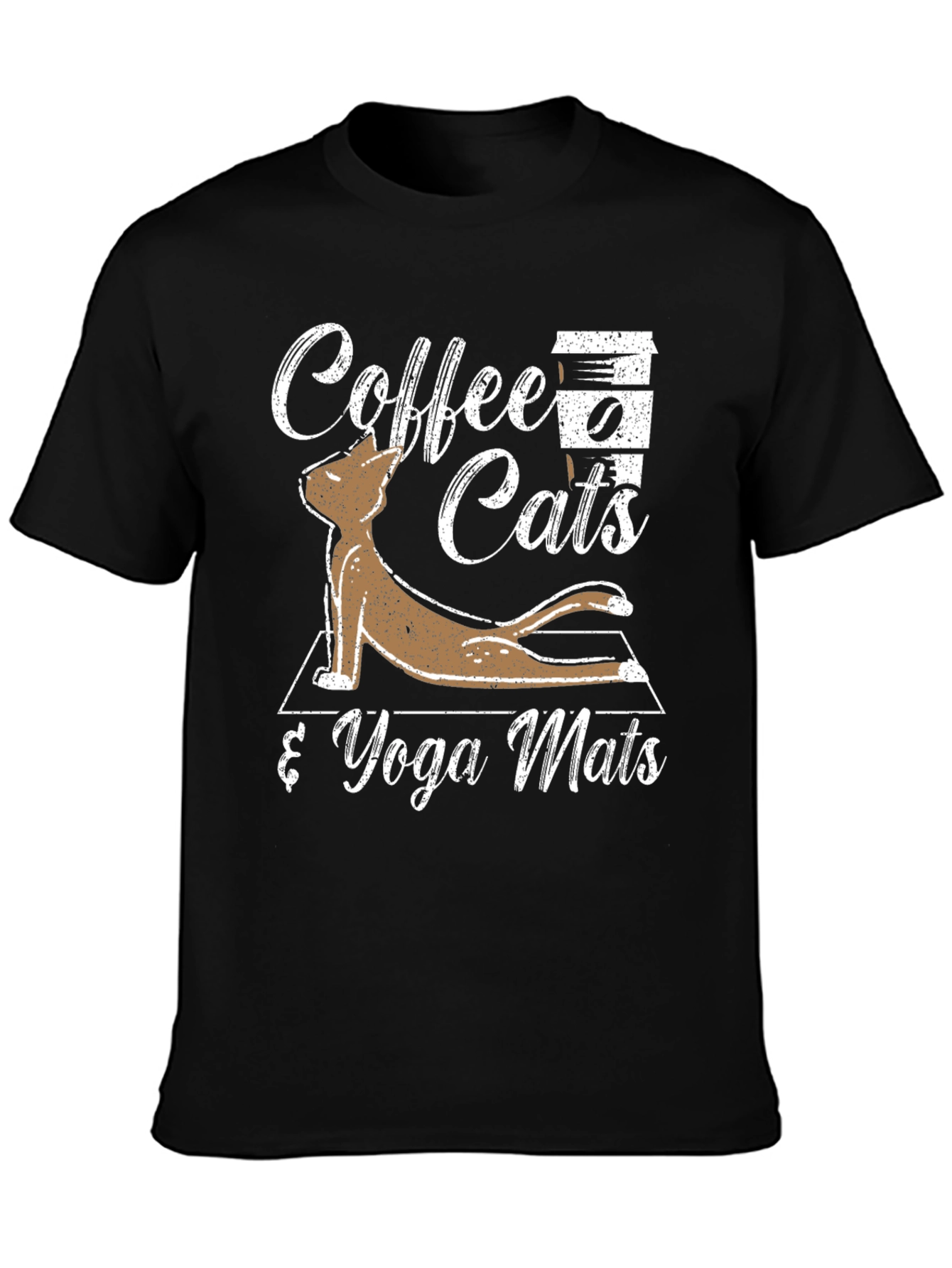 Coffee Cats & Yoga Mats Graphic T-Shirt