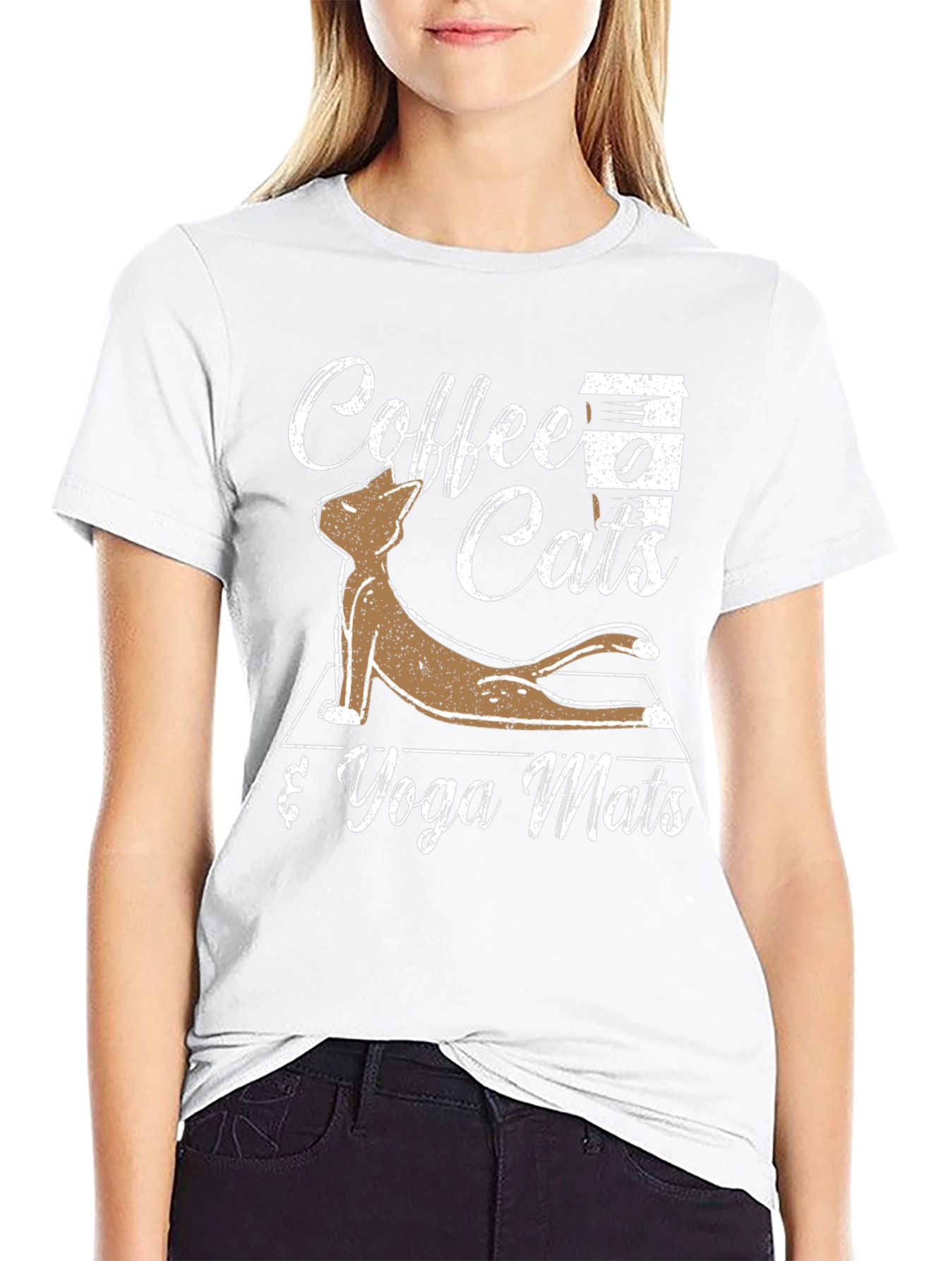 Coffee Cats & Yoga Mats Graphic T-Shirt