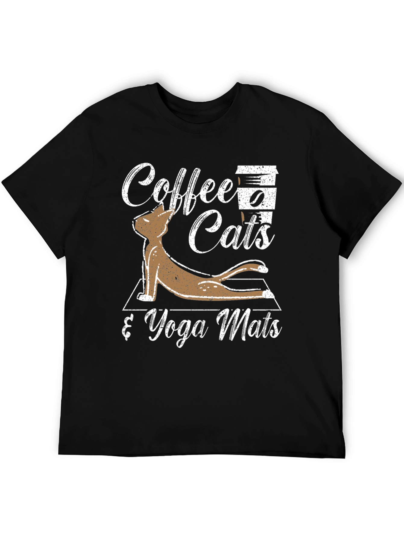 Coffee Cats & Yoga Mats Graphic T-Shirt