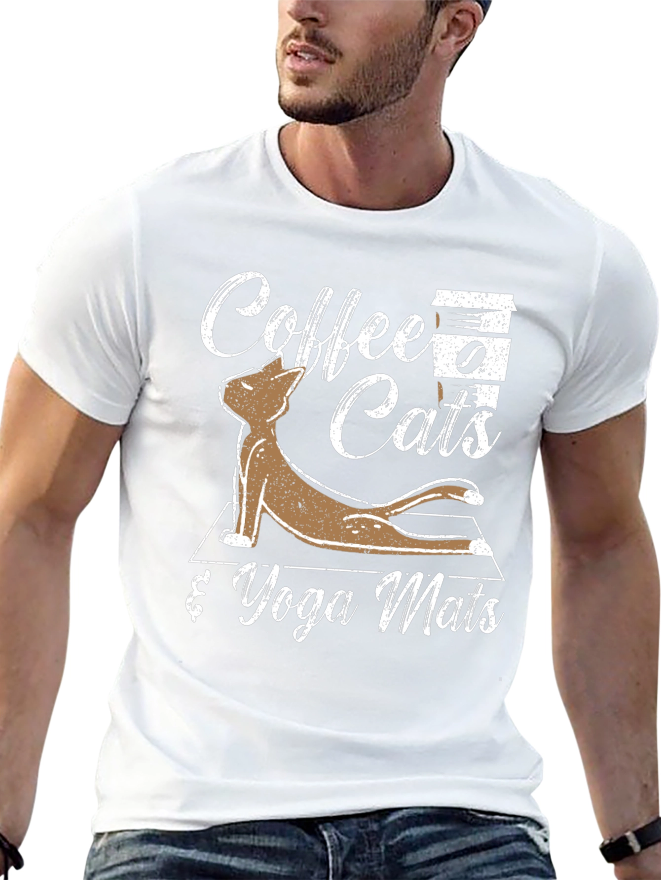 Coffee Cats & Yoga Mats Graphic T-Shirt