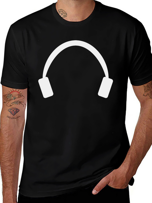 Minimalist Headphones Graphic Tee - Black