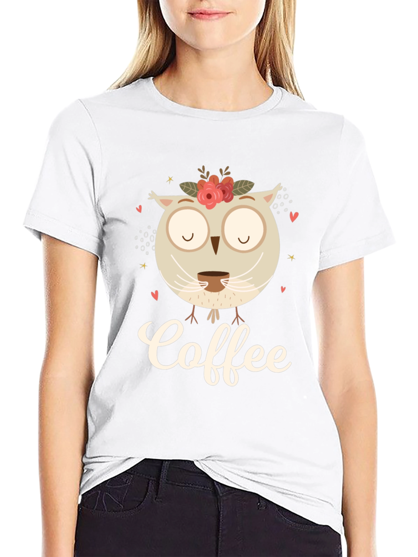 Coffee Owl Graphic Tee - Black