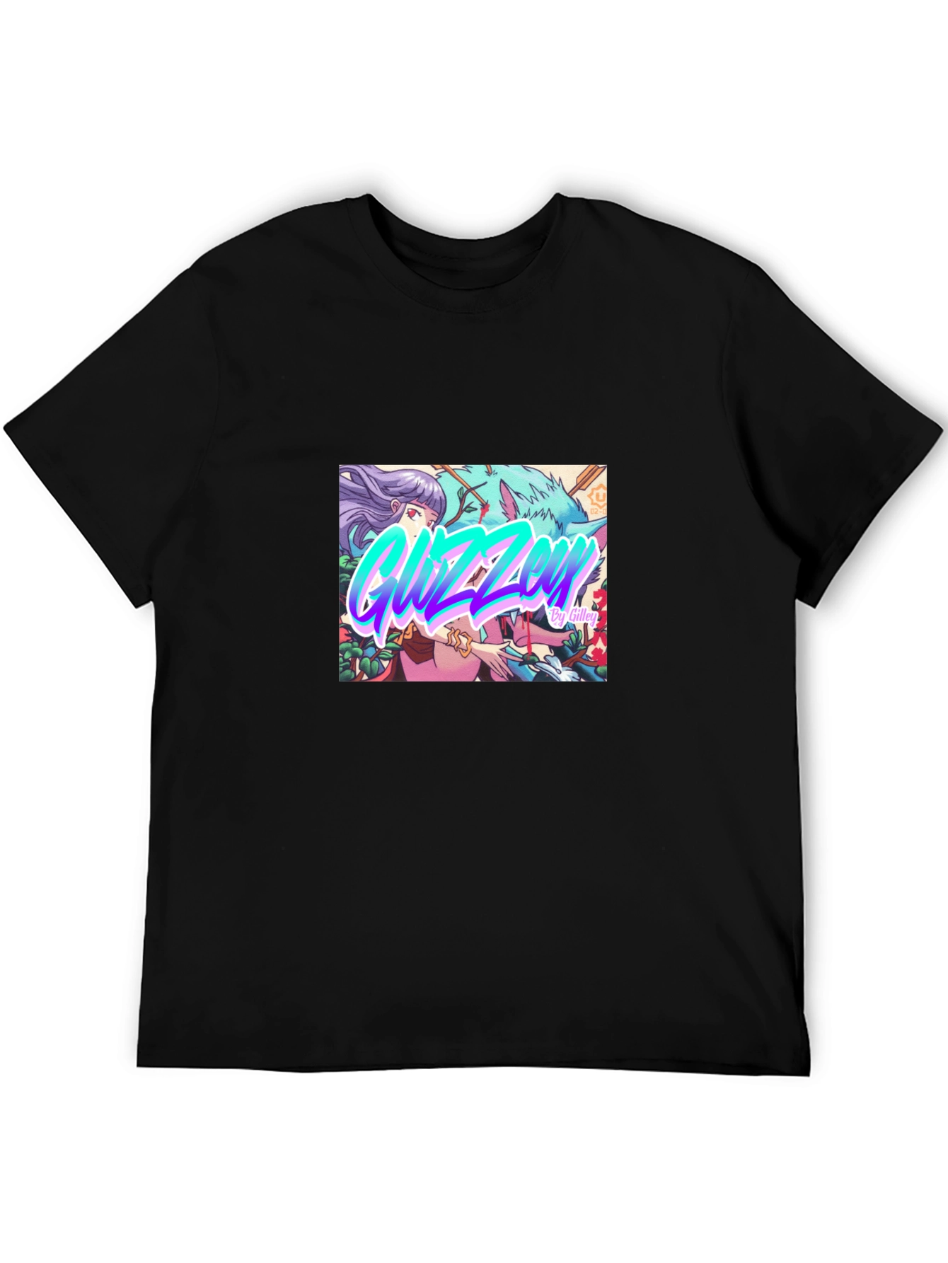 Guzzen Anime Art Black T-Shirt