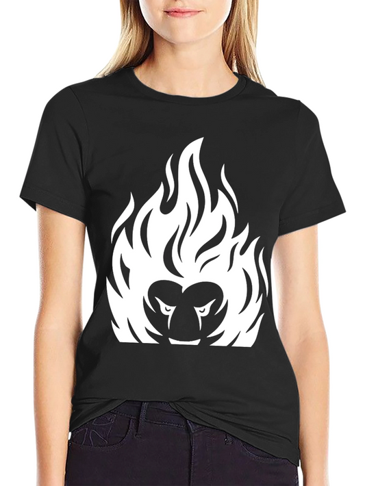 Fiery Lion Graphic Tee - Bold Black T-Shirt