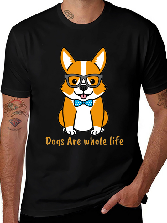 Dog Lover T-Shirt - Corgi with Glasses Design