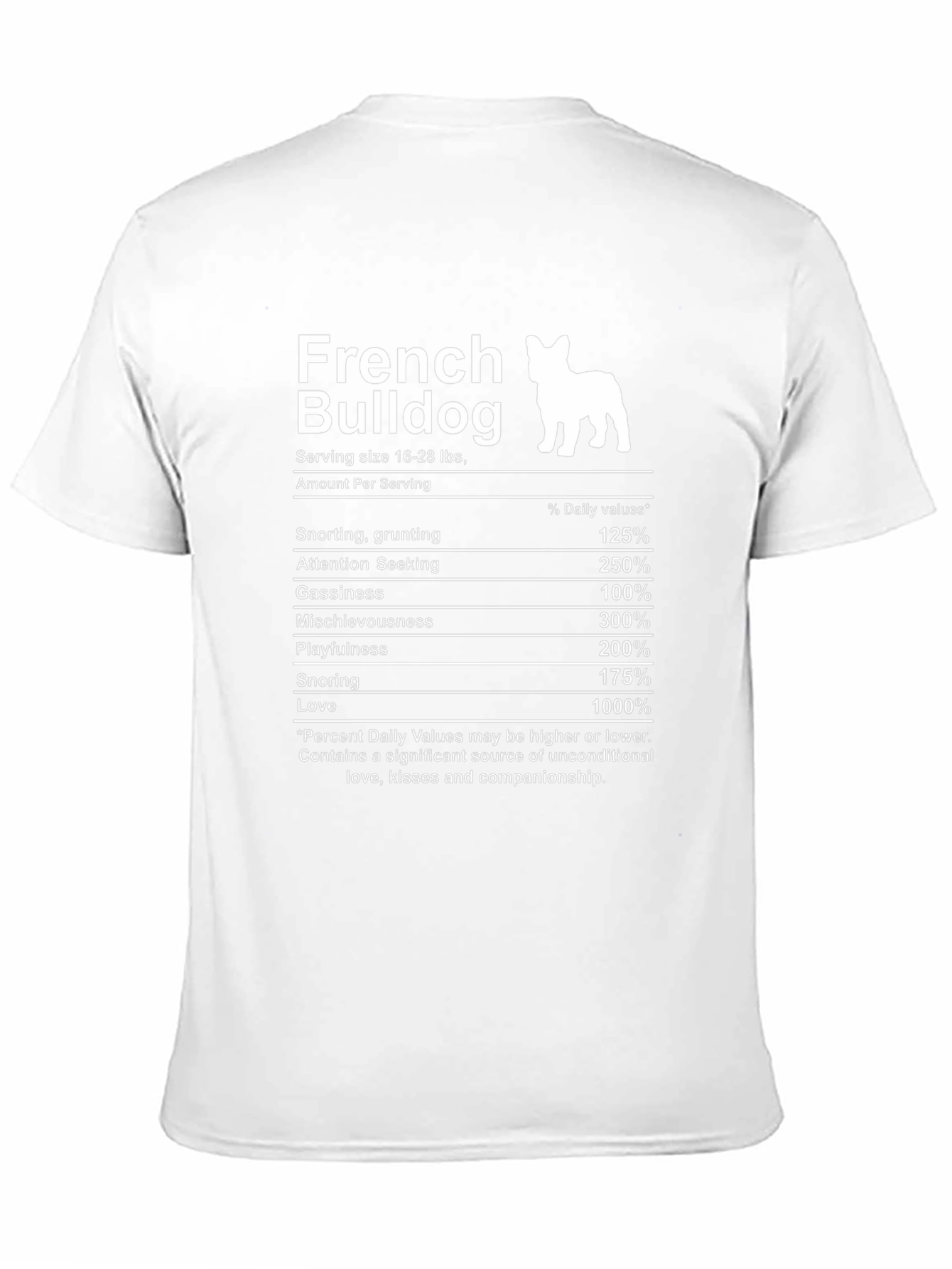 French Bulldog Nutrition Facts Black T-Shirt