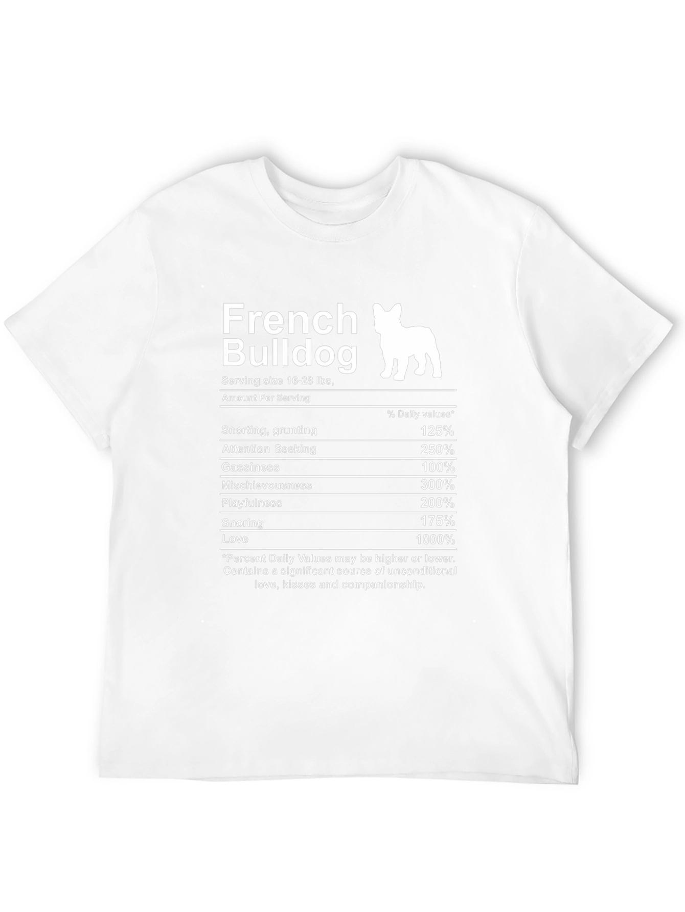 French Bulldog Nutrition Facts Black T-Shirt