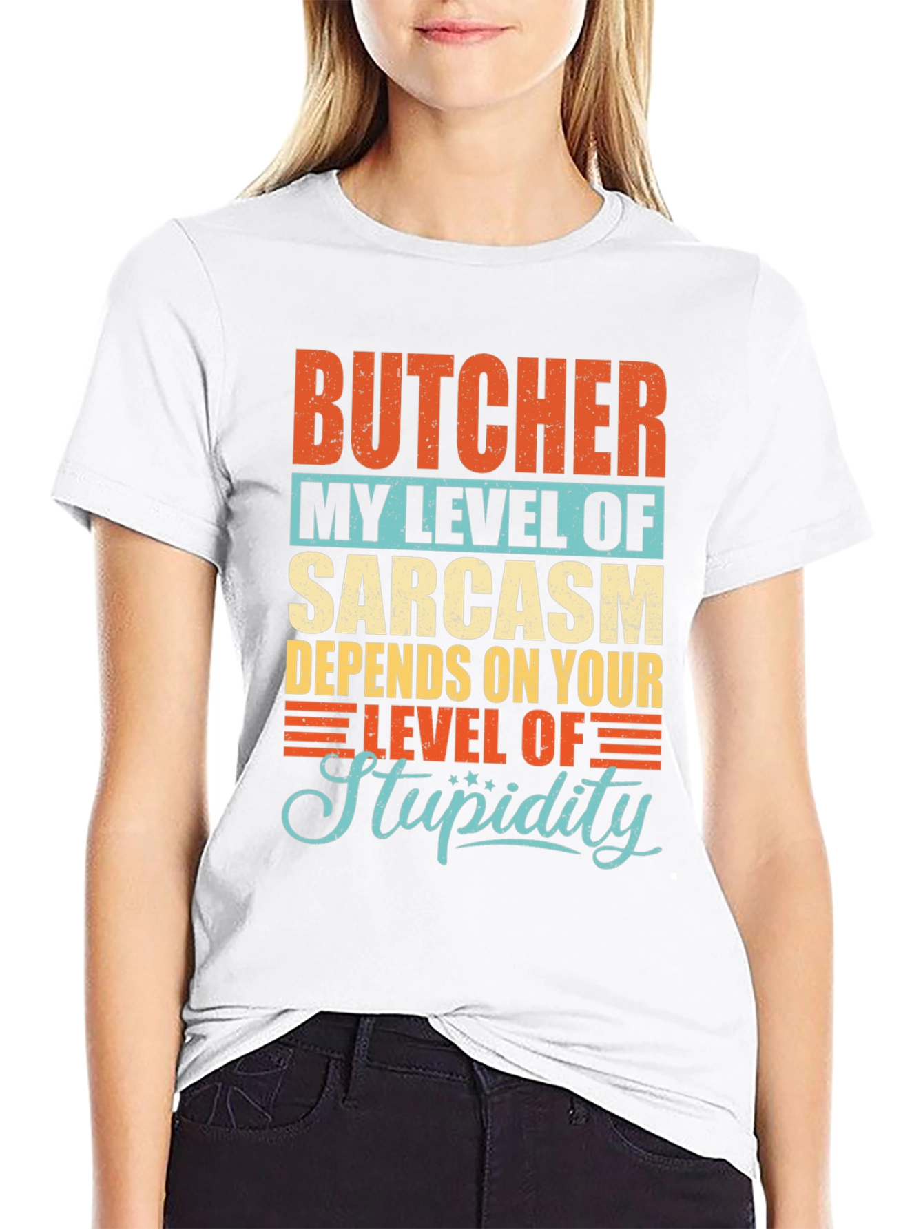 Butcher Sarcasm Level Graphic T-Shirt