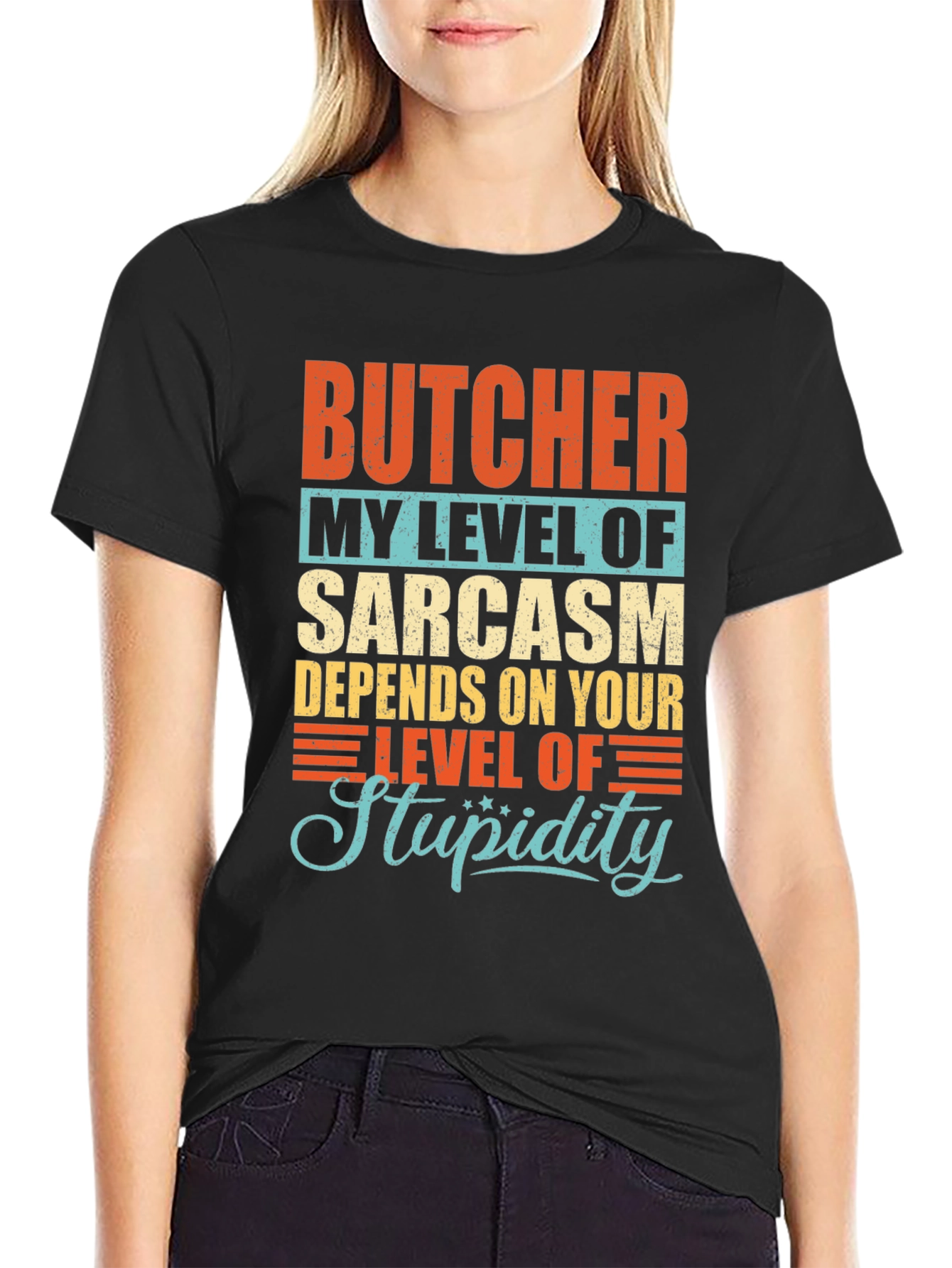 Butcher Sarcasm Level Graphic T-Shirt