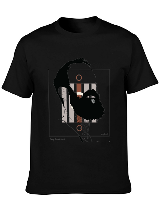 Abstract Face Graphic Print Black T-Shirt