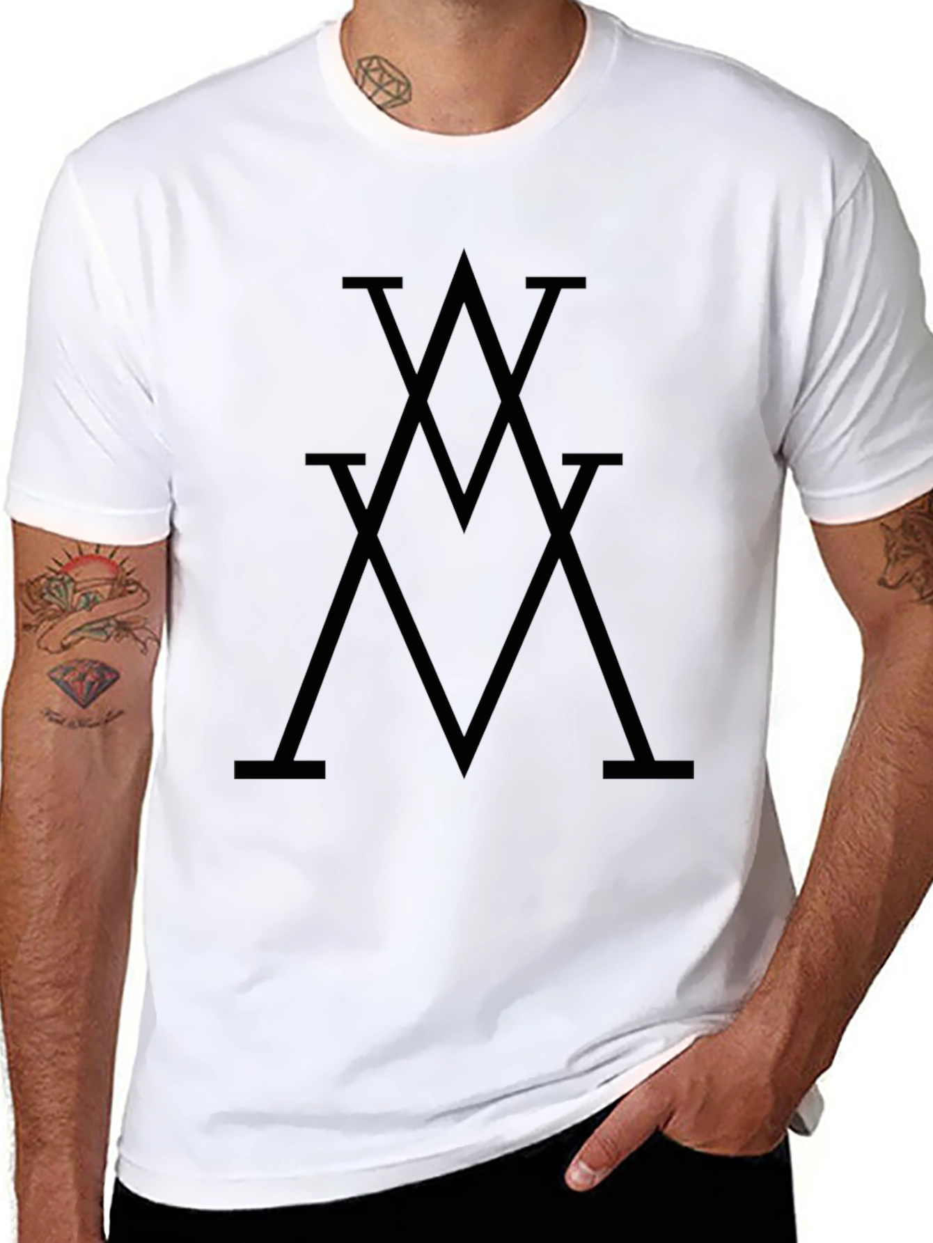Modern Black Graphic Tee - Geometric Design