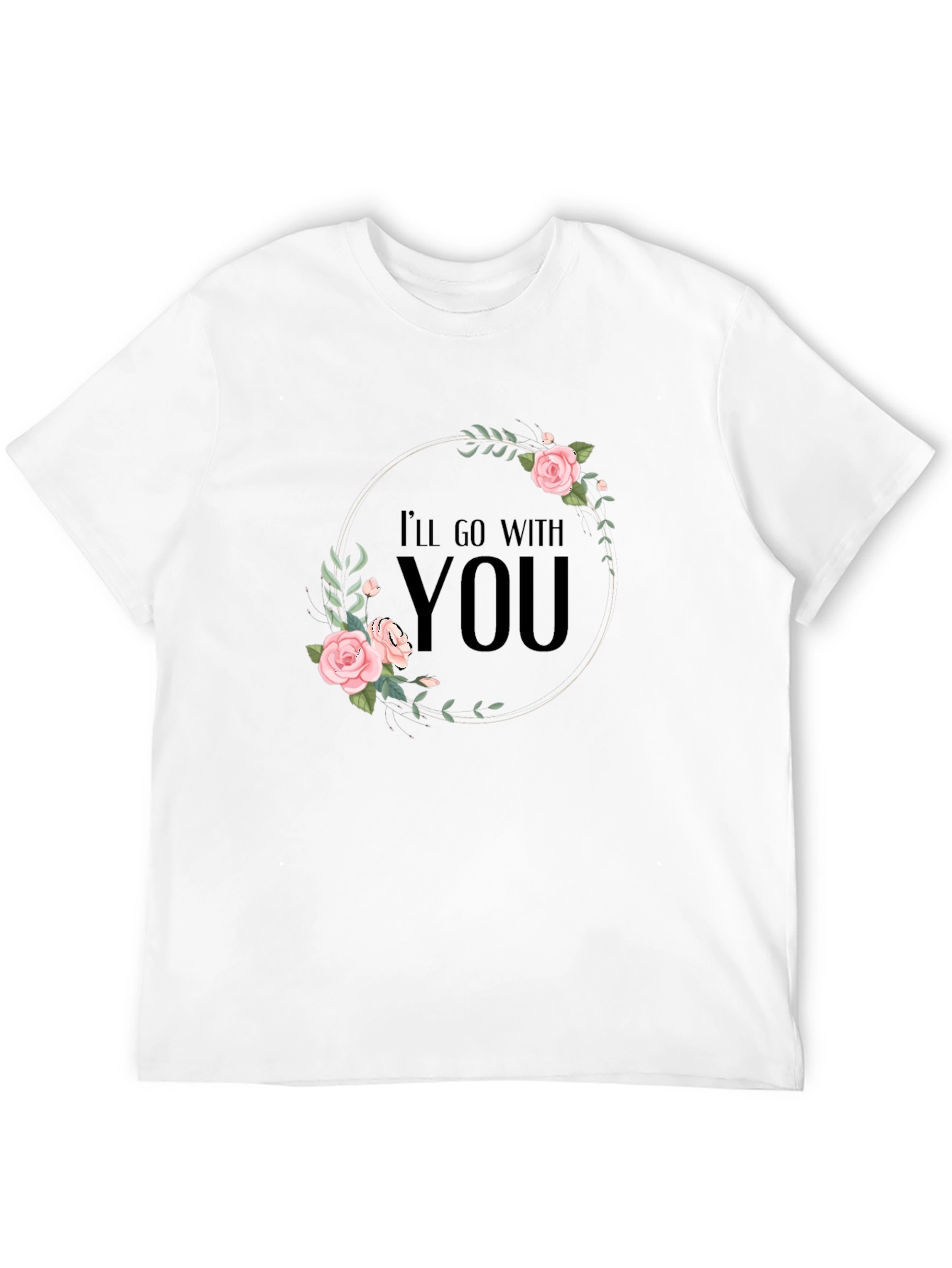 Floral Ill Go With You Graphic Black T-Shirt