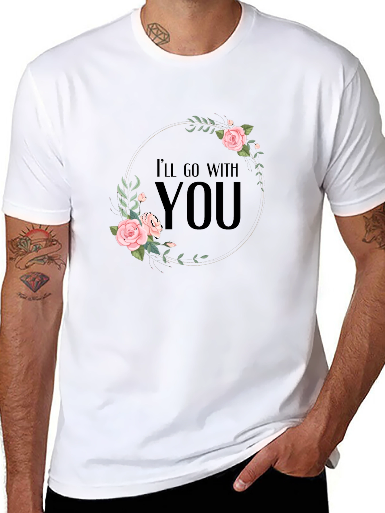 Floral Ill Go With You Graphic Black T-Shirt