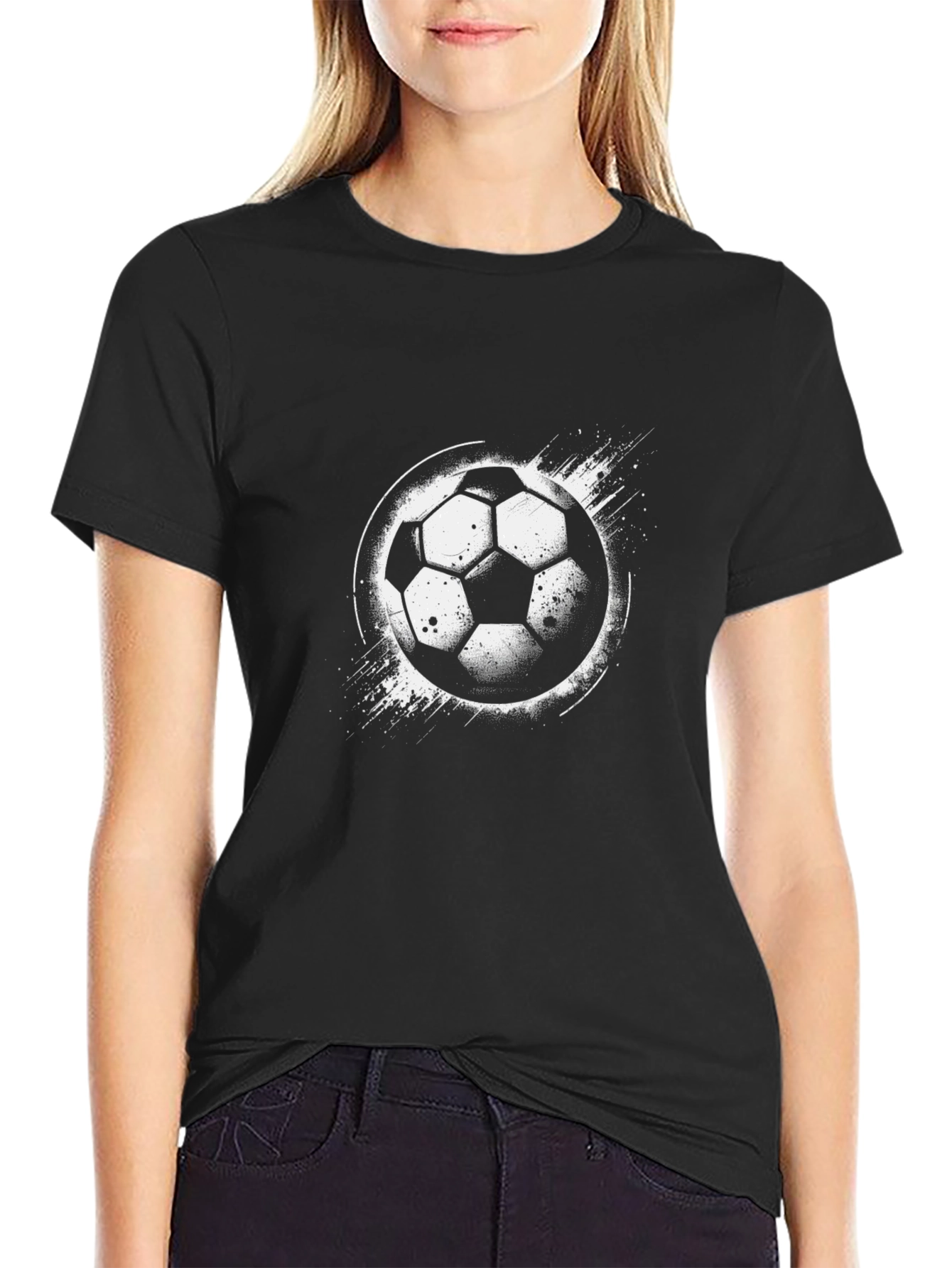 Soccer Ball Graphic Black T-Shirt