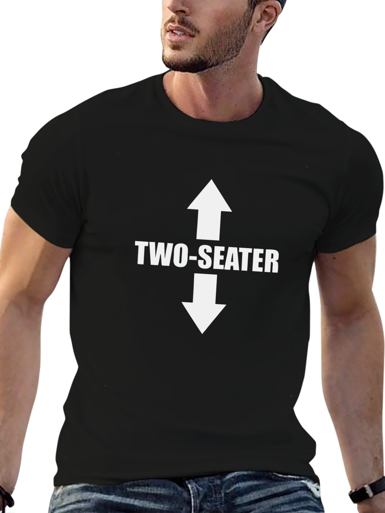 Two-Seater Graphic Tee - Black Cotton T-Shirt