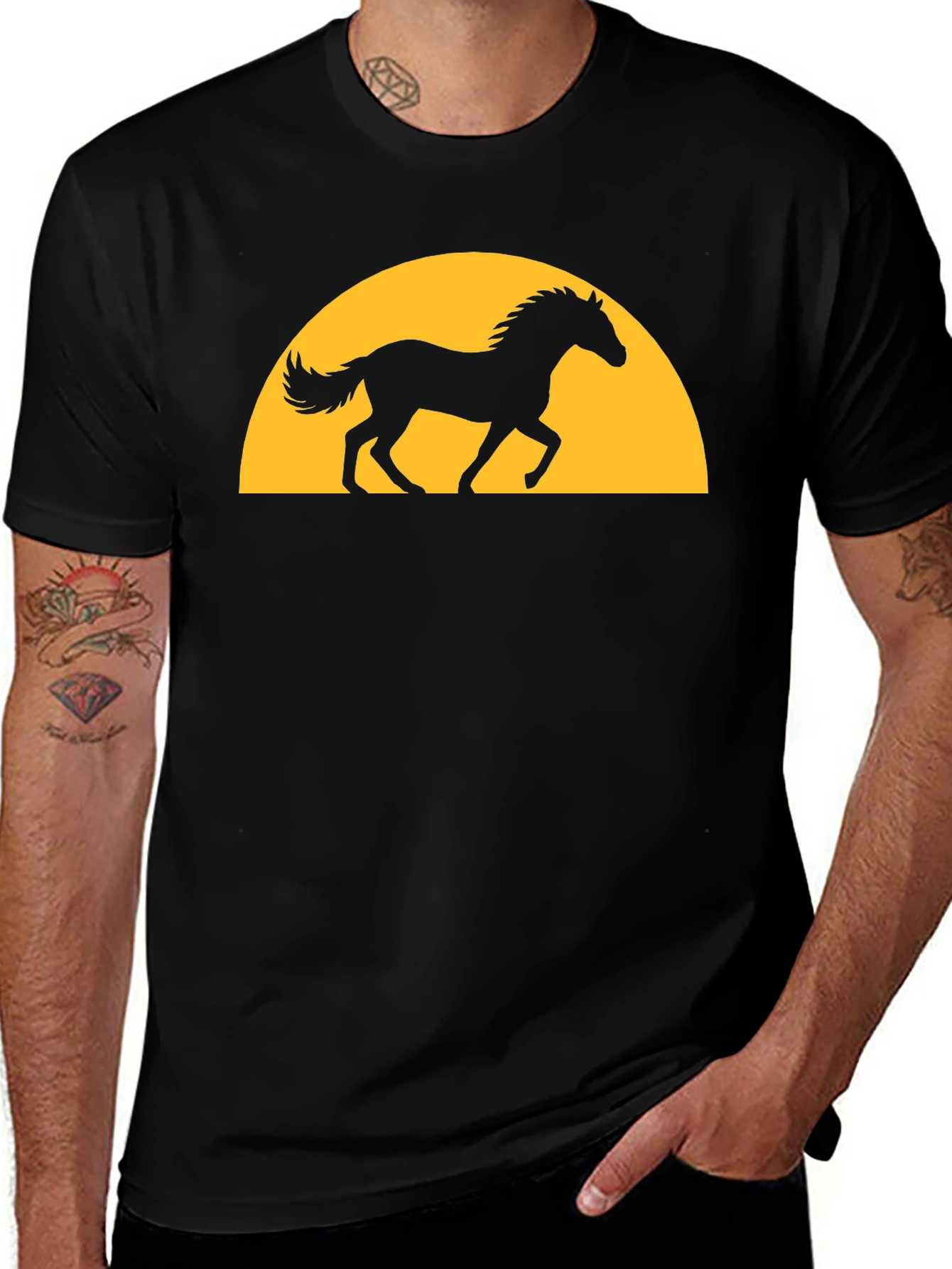 Black Horse Sunset Graphic Tee