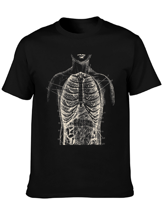 Anatomical Rib Cage Print Black T-Shirt